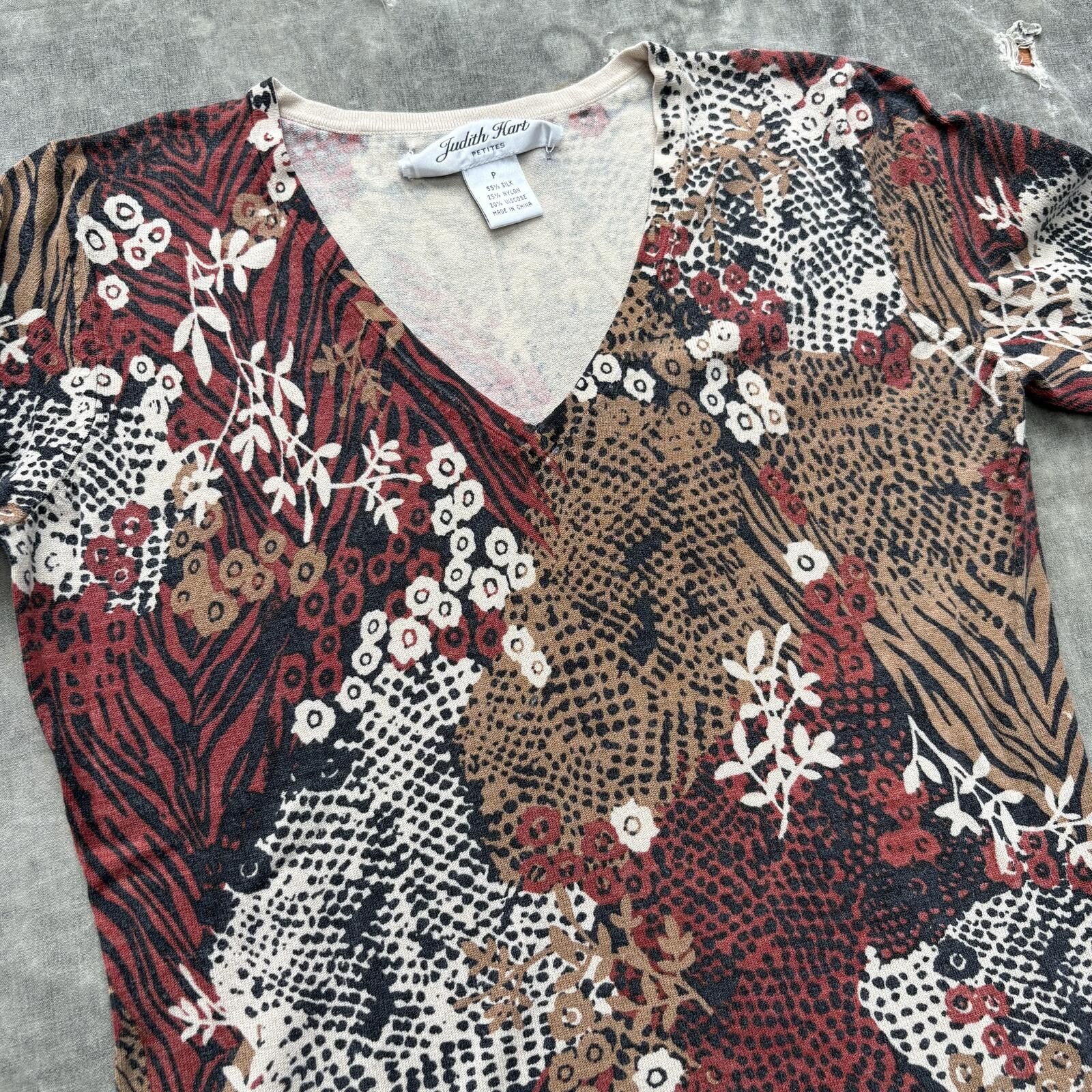 Vintage Vintage Y2K Unique Leopard Tiger Animal Floral Print Shirt Size XS / US 0-2 / IT 36-38 - 3 Thumbnail