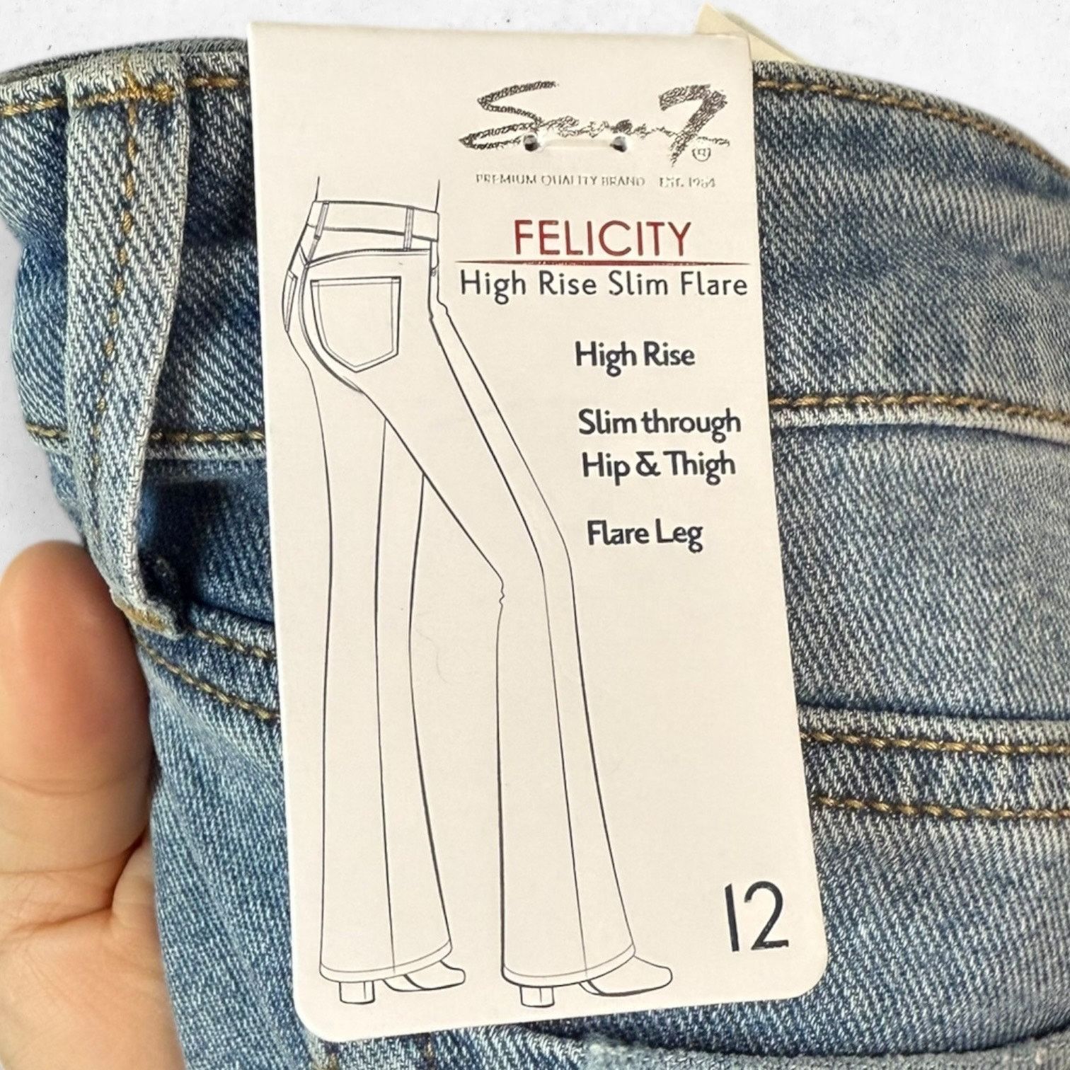 Seven 7 NWT Seven 7 Jeans Women's 12 High Rise Slim Flare "Felicity" Size 34" / US 12 / IT 48 - 6 Thumbnail