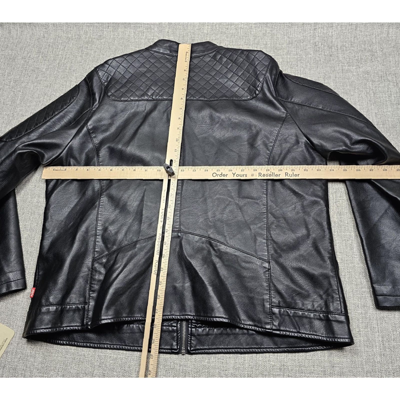 Levi's Levis Jacket Womens 1X Black Faux Leather Moto Quilted Zip Pockets LW7YU263 Size XL / US 12-14 / IT 48-50 - 7 Thumbnail