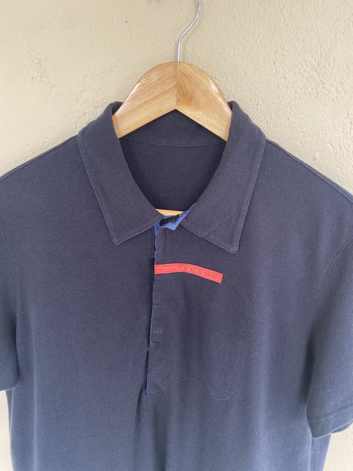Prada Prada 90s Red Tab Hidden Pocket In Navy Polo Tee Size US M / EU 48-50 / 2 - 3 Thumbnail