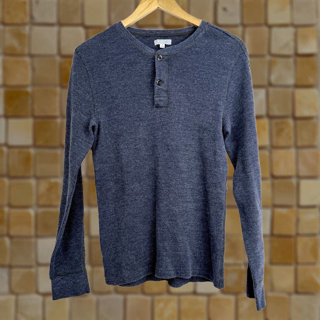 Wallace & Barnes VINTAGE Wallace Barnes Henley Thermal Shirt Mens S Navy Blue All Cotton Knit 90s Retro City Hipster Outdoor Thermal Shirt Mens XS-? Size US S / EU 44-46 / 1 - 1 Thumbnail