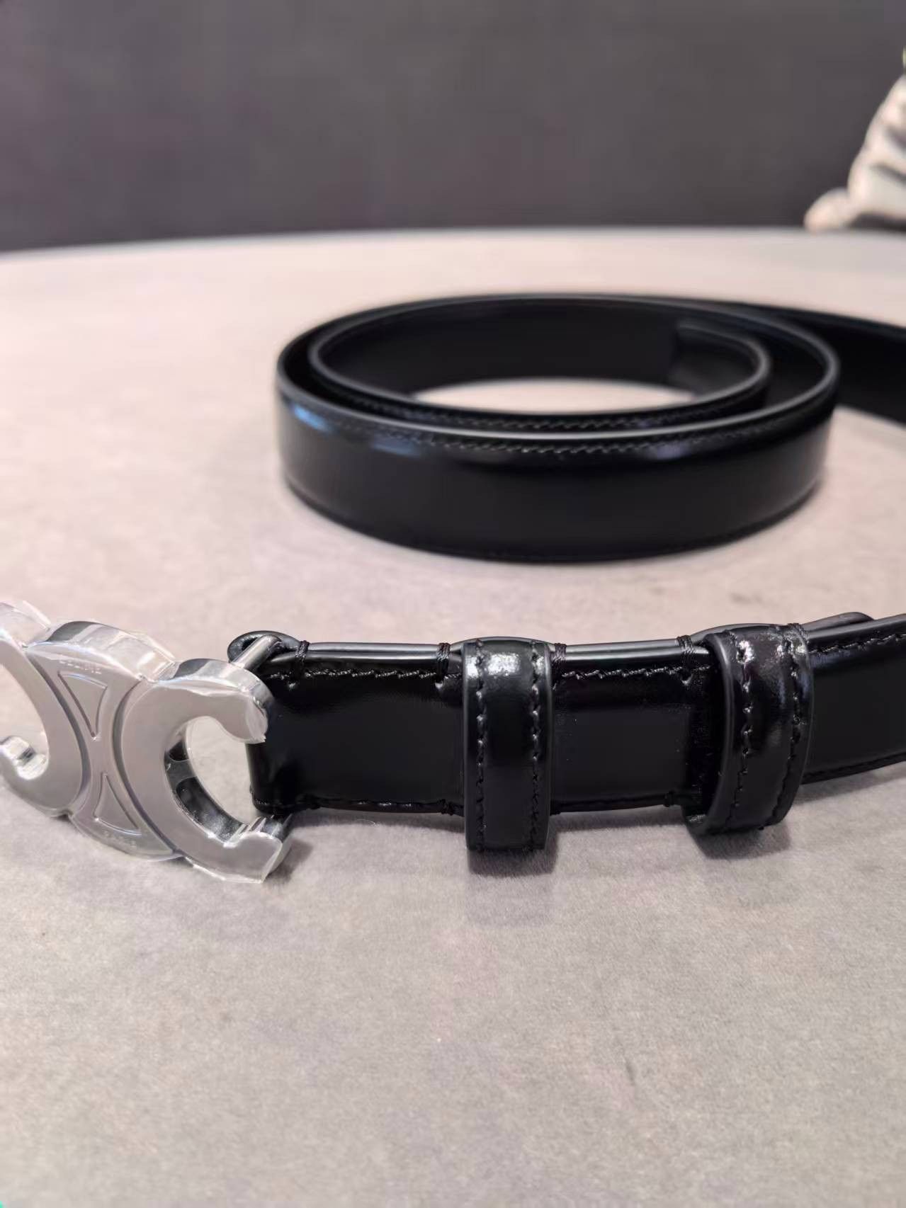 Celine New Celine Women's Triomphe Belt - 2.5 cm - Black, 95CM Size ONE SIZE - 6 Thumbnail
