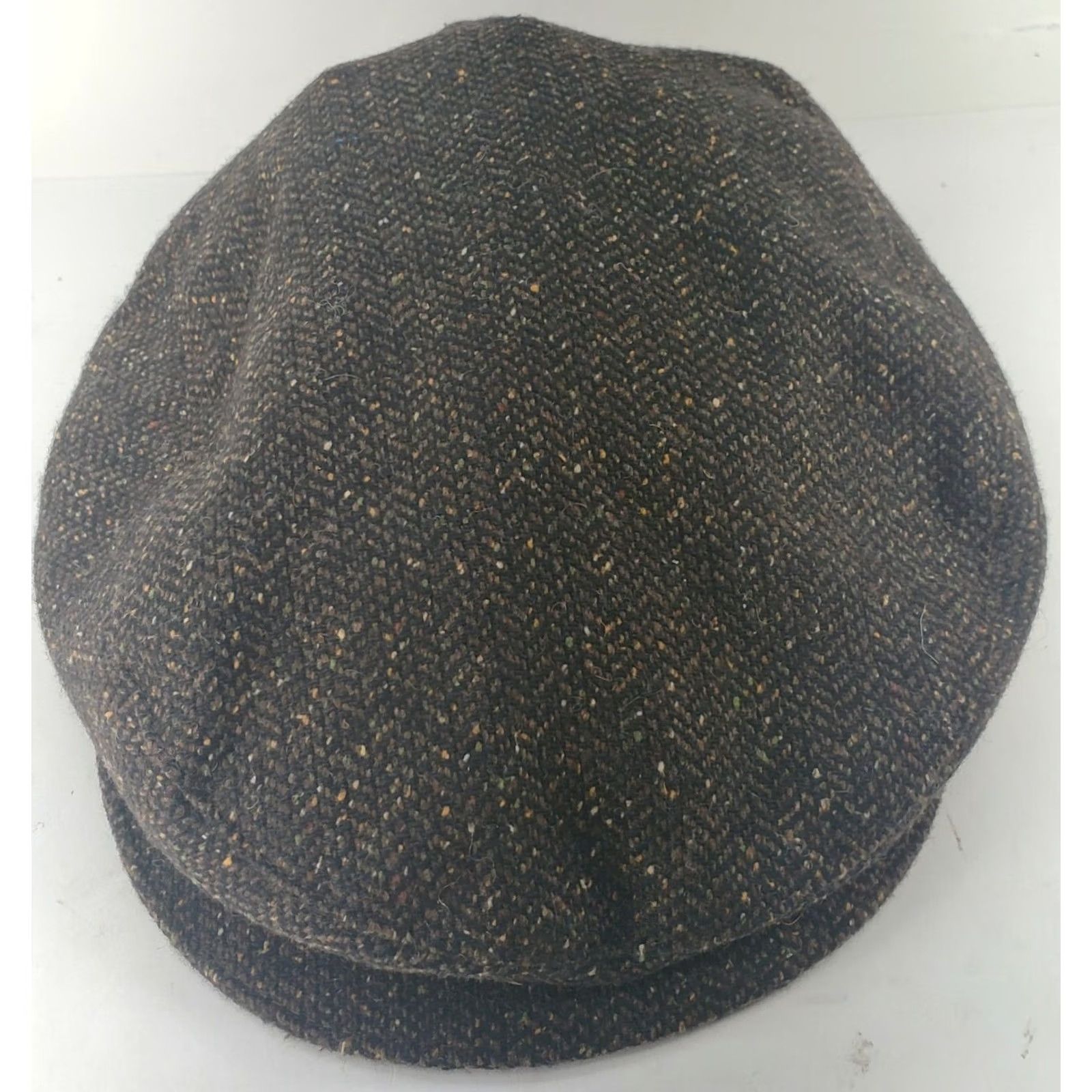 Vintage Bennelli Moda Men's Newsboy Cap Wool 100% Black with Brown Tweed Lined Elastic M Hat Flat Cap Mens Size ONE SIZE - 2 Thumbnail
