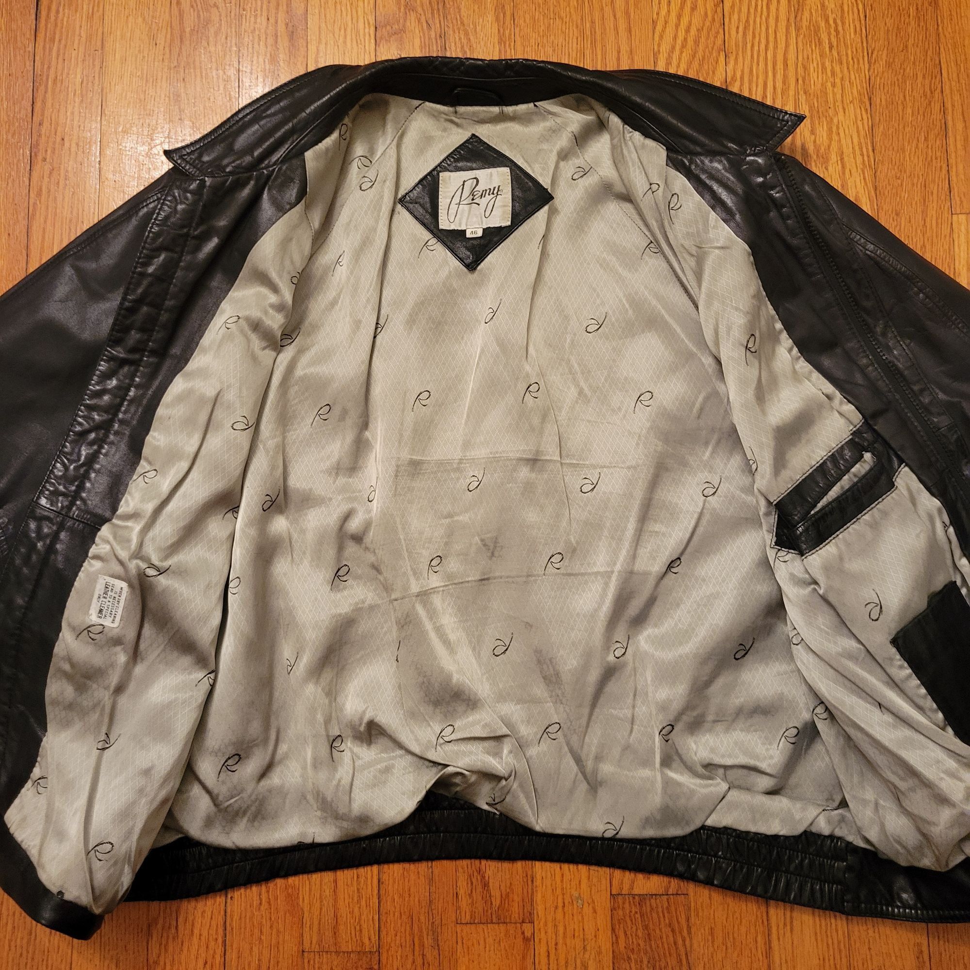 Remy Remy Black Leather Bomber Jacket 46 Korea Aviator 90s Y2K Size US XXL / EU 58 / 5 - 5 Thumbnail