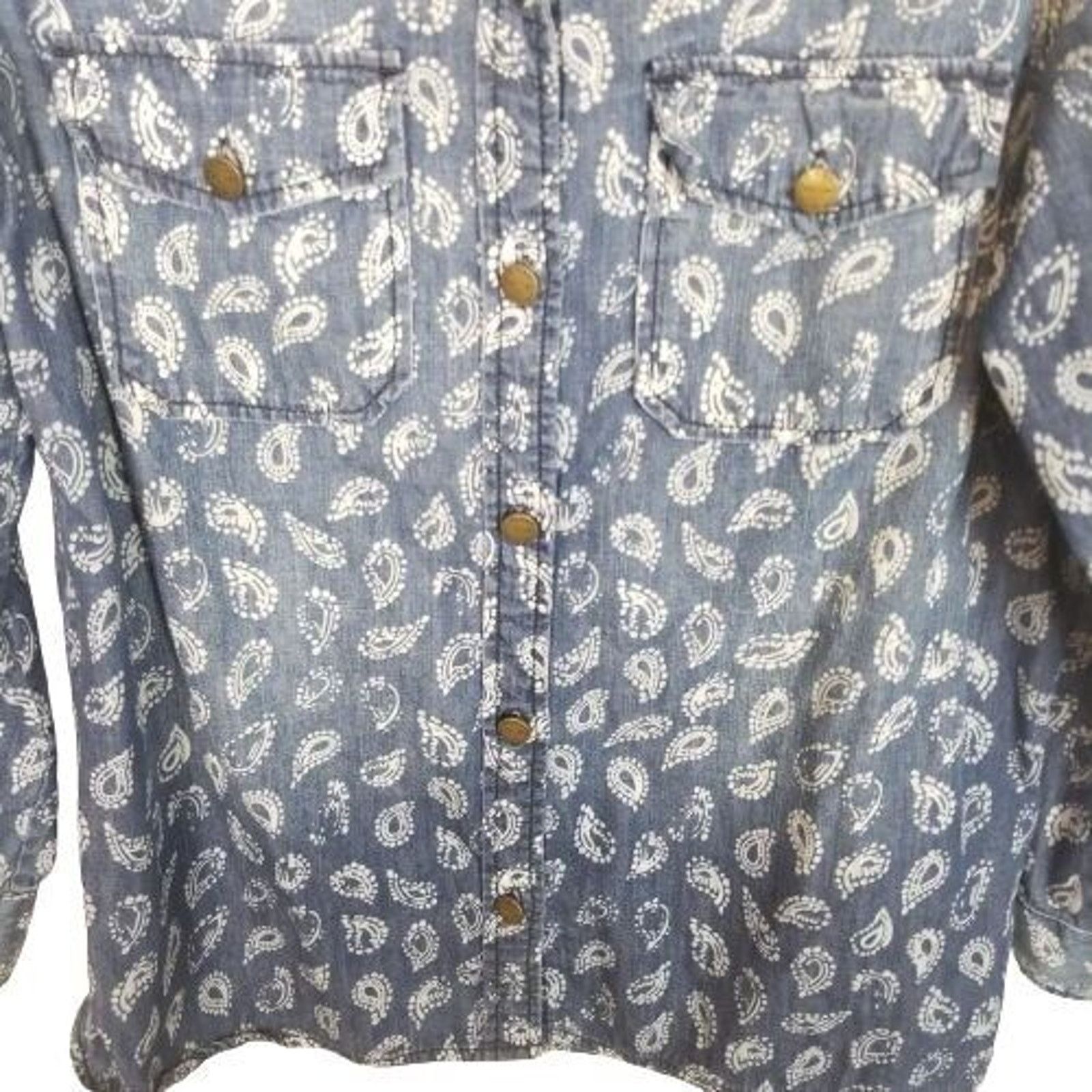 Current/Elliot Current Elliot Womens Paisley Denim Shirt 2 Western Cowgirl Size XS / US 0-2 / IT 36-38 - 4 Thumbnail
