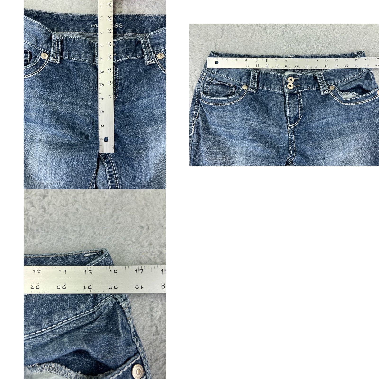 Vintage Maurices Denim Jeans Boots Bootcut 11 Blue Cotton Western Embroidered Womens Regular Size 30 Inseam 28 Moody Rise Low 6.5-8.5in Vintage No Size 32" / US 10 / IT 46 - 9 Thumbnail