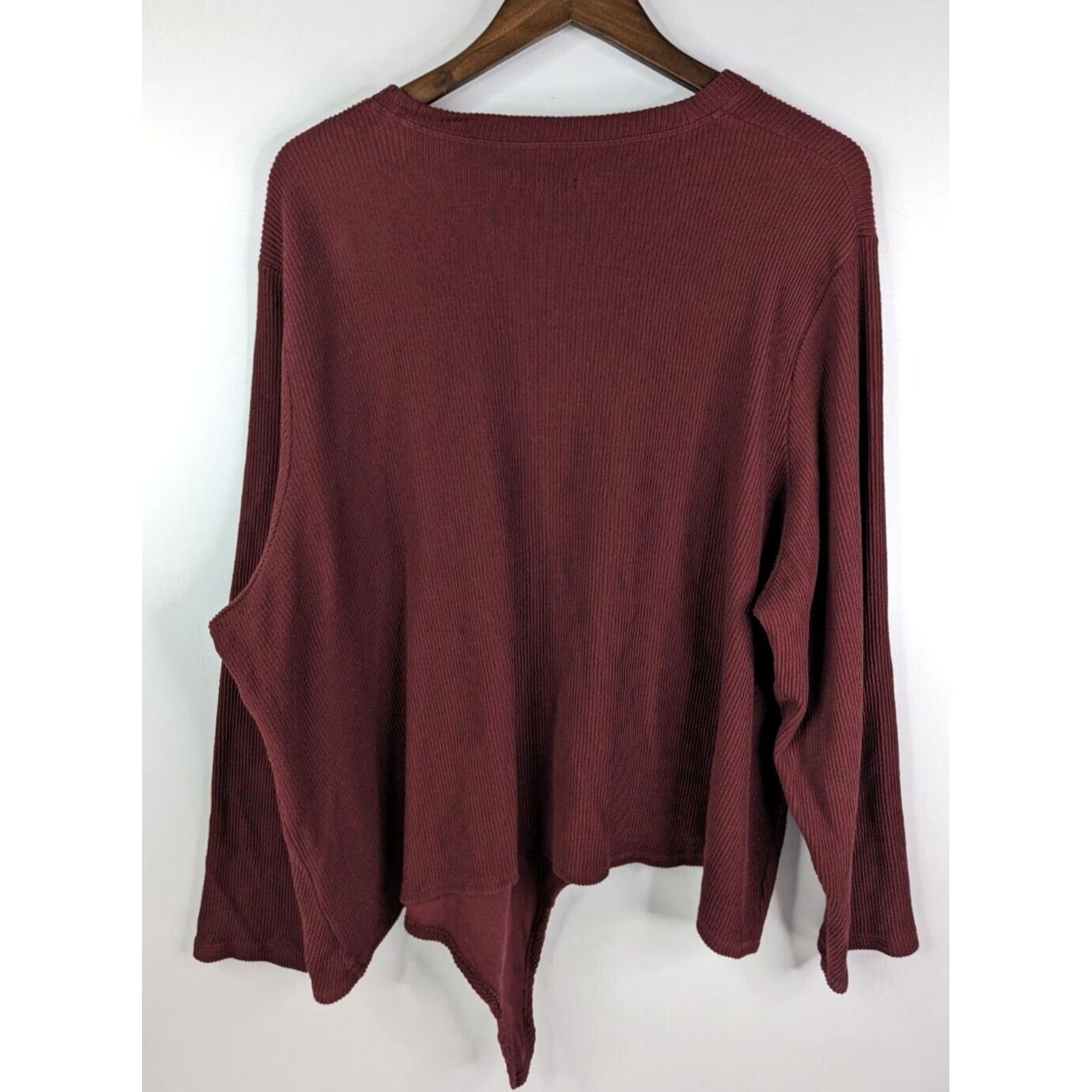 Madewell Madewell Elwood Knot Front Top Ribbed Maroon Classic Basic Thermal Womens 3X Shirt Long Sleeve Crew Neck Cotton Knit Size XXL / US 16-18 / IT 52-54 - 4 Thumbnail