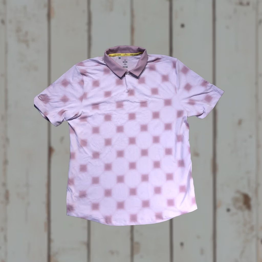 Under Armour Under Armour Curry Polo Shirt Mens L Pink Geometric Performance Short Sleeve Size US L / EU 52-54 / 3 - 1 Thumbnail