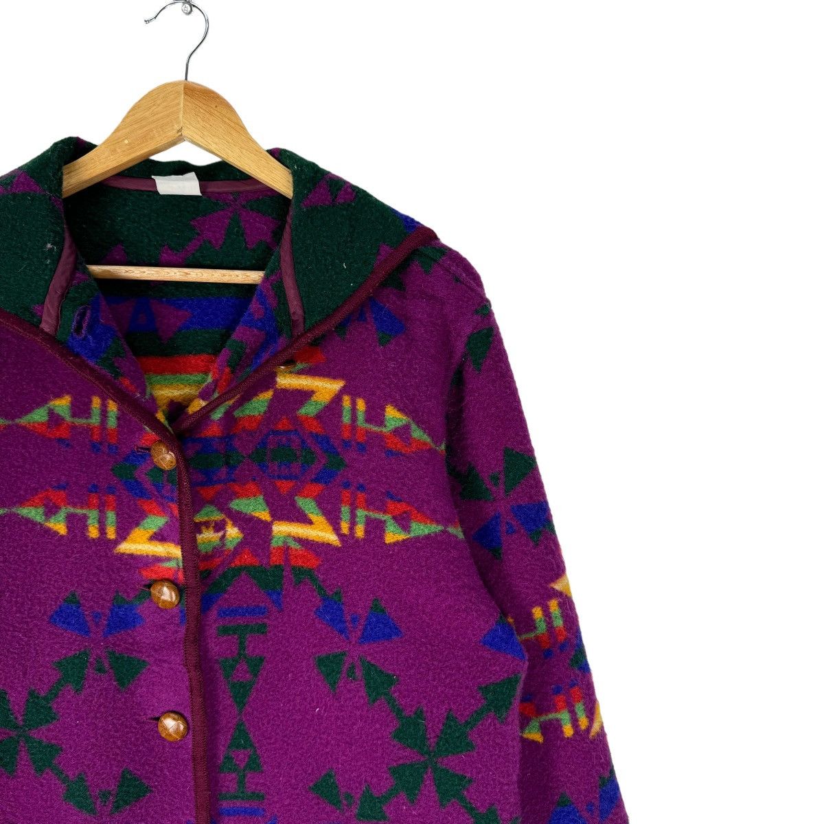 Benetton ⚡️UNITED COLORS OF BENETTON HOODIE FUR NAVAJO JACKET Size M / US 6-8 / IT 42-44 - 4 Thumbnail