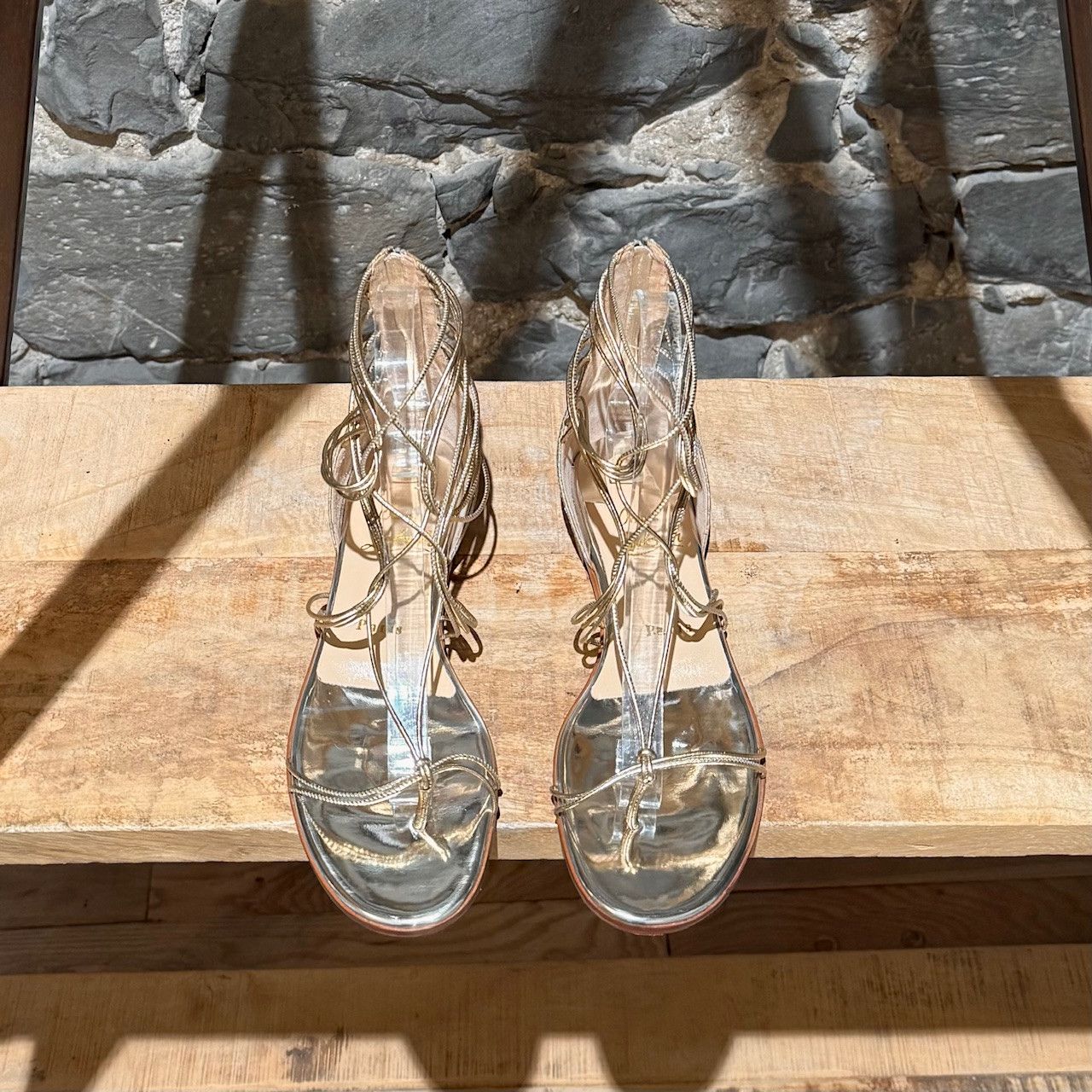 Christian Louboutin Christian Louboutin Glitter Gold Blanca Strappy Sandals Size US 7 / IT 37 - 3 Thumbnail