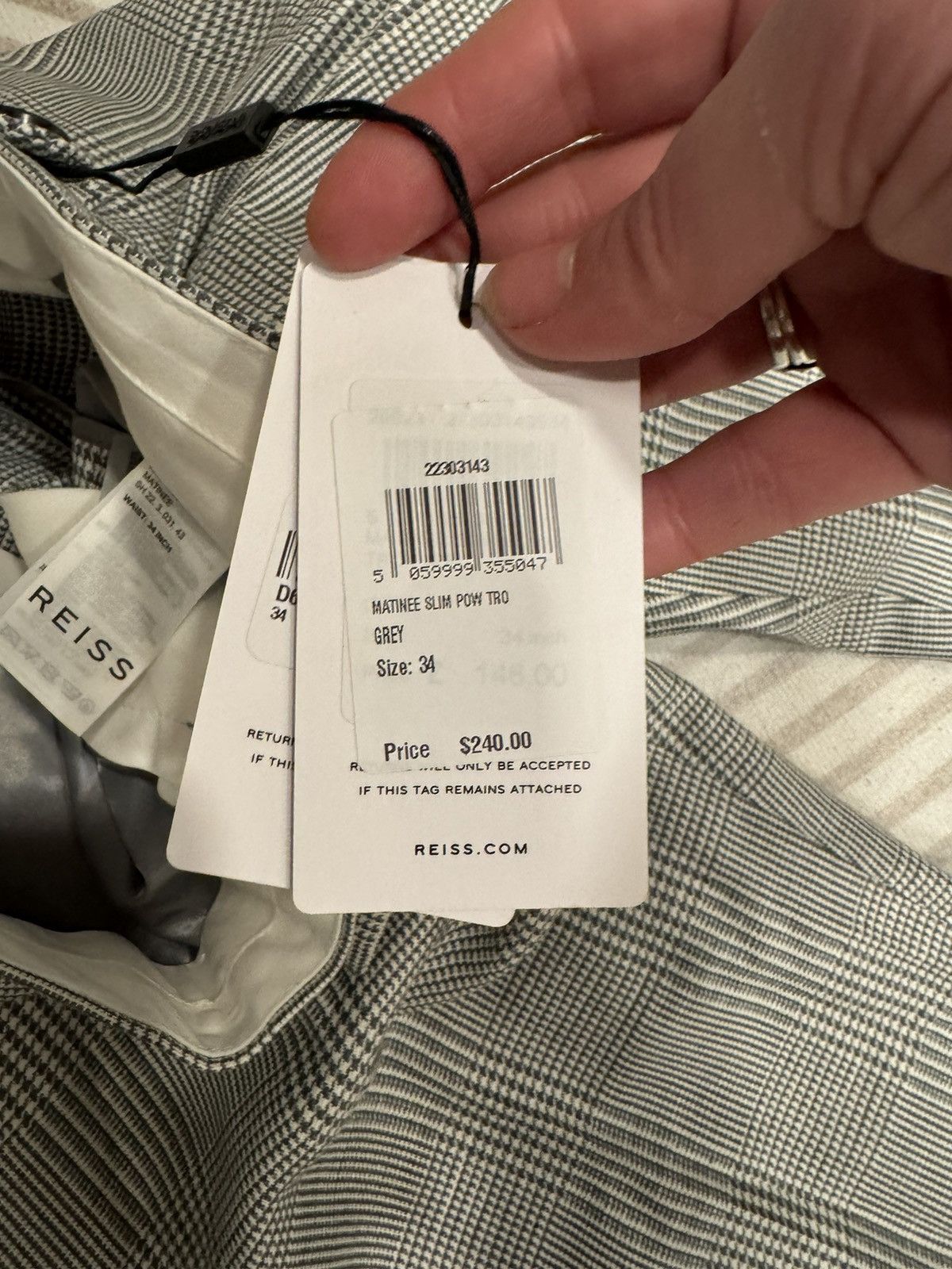 Reiss NEW Men’s Reiss Matinee Slim Power Trouser Grey 34 Waist Size 34R - 7 Thumbnail