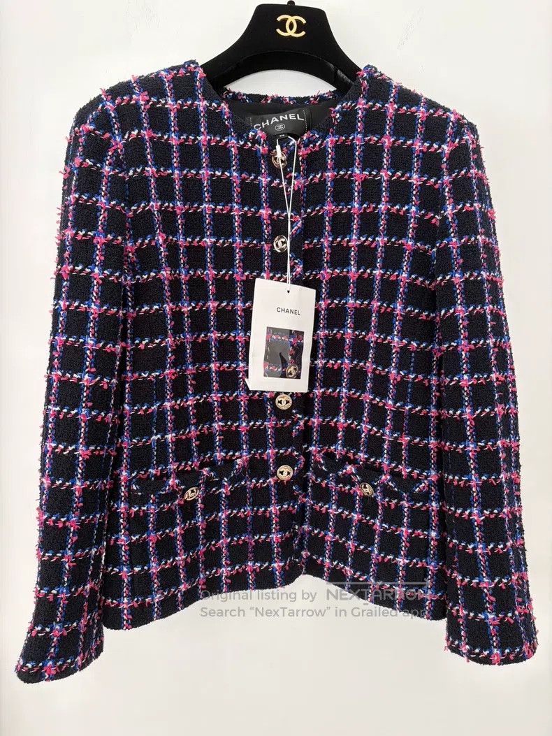 Chanel Chanel Early Spring Series Purple Blue Square Plaid Coarse Size XS / US 0-2 / IT 36-38 - 1 Thumbnail
