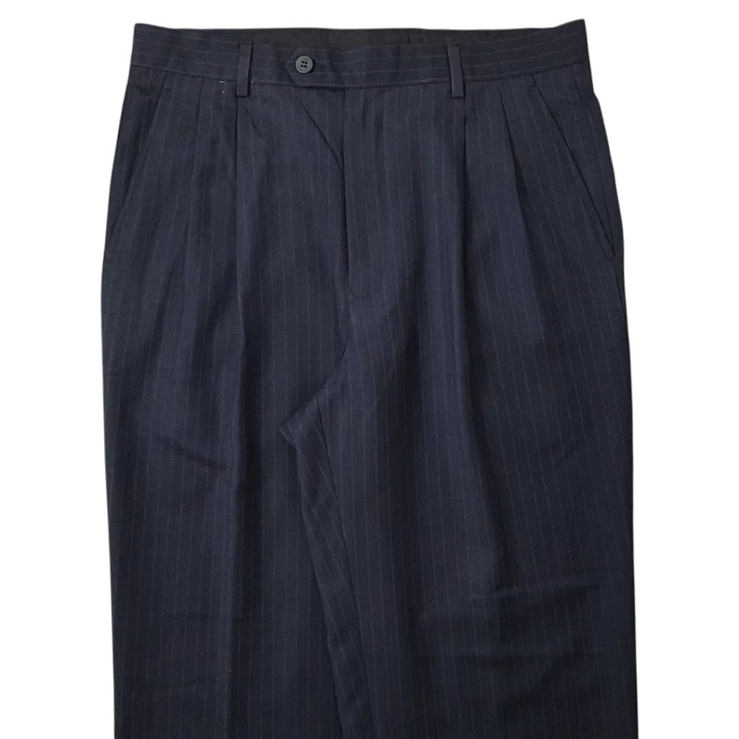 Giorgio Armani Giorgio Armani Striped Navy Wool Formal Trousers Size US 32 / EU 48 - 6 Thumbnail
