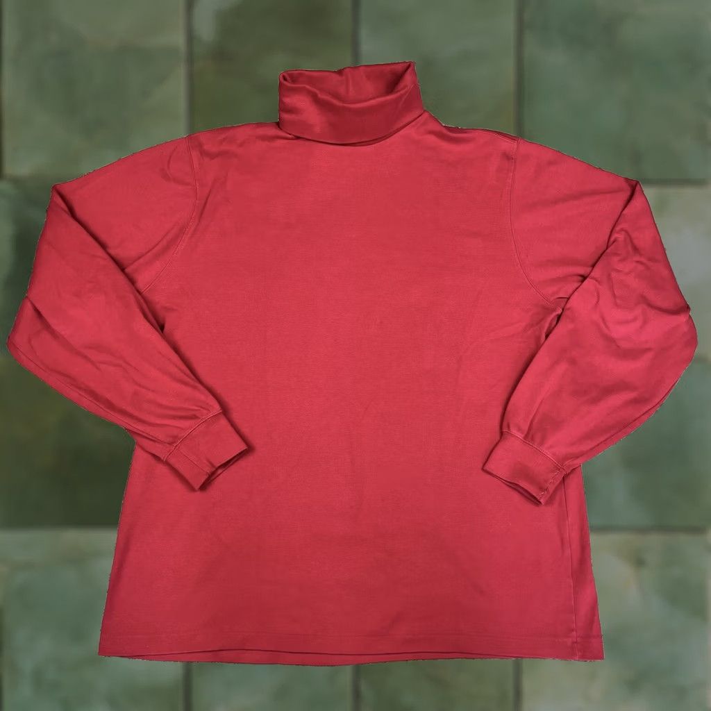 Lands' End VINTAGE Lands End Long Sleeve Turtleneck Mens L Red 100% Cotton Regular USA 90s Shirt Size US L / EU 52-54 / 3 - 1 Thumbnail