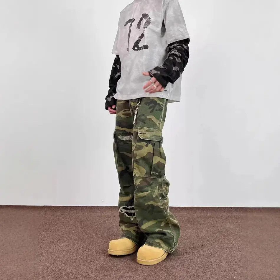 Japanese Brand Retro loose camouflage pocket jeans Size US 32 / EU 48 - 2 Thumbnail