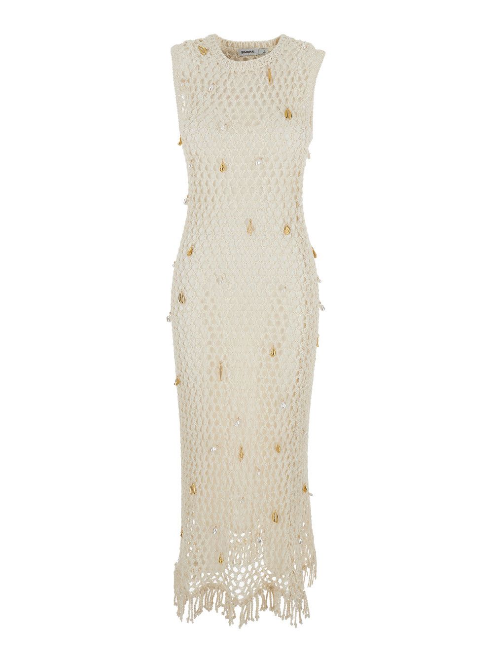 Simkhai Dress Midi 'CORALIA KNIT CHARMED' White with Cotton and Nylon Mesh Details for Women Size M / US 6-8 / IT 42-44 - 1 Thumbnail