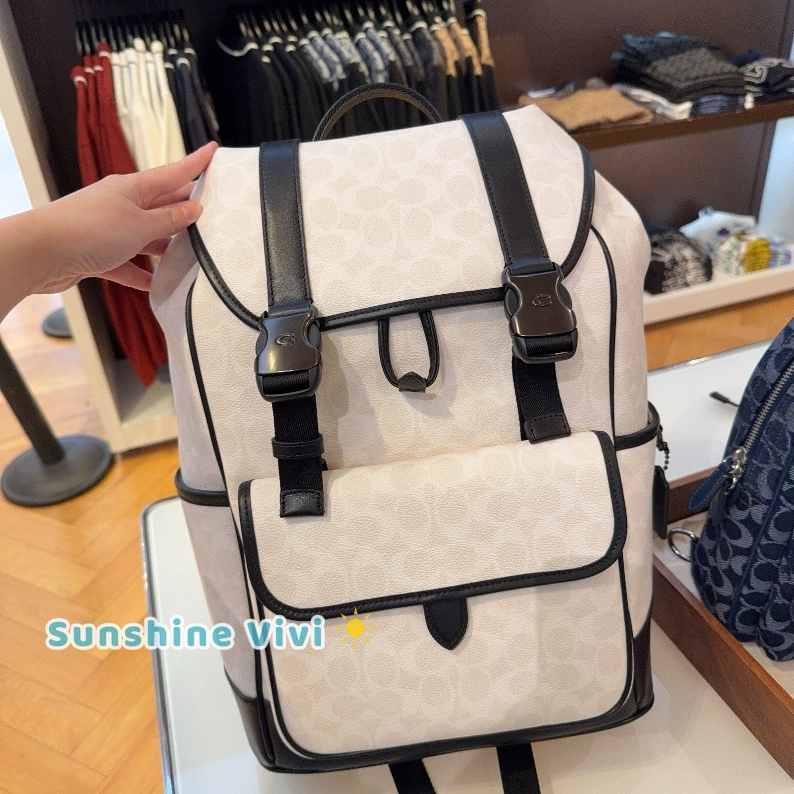 Coach NWT Coach MEN League Flap Backpack White/Black CU201 Size ONE SIZE - 1 Thumbnail