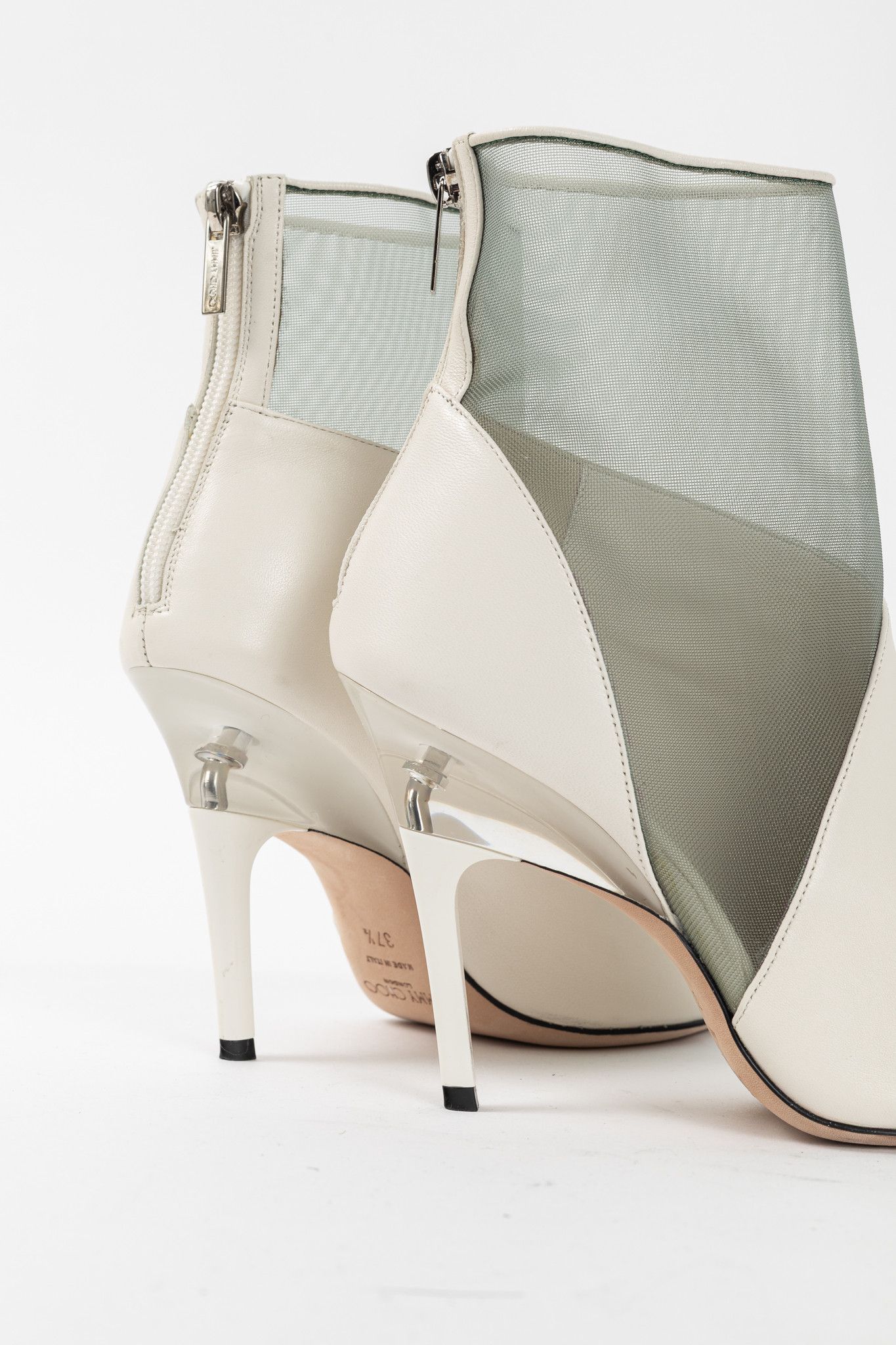 Jimmy Choo Jimmy Choo Sioux 100 Latte Nappa & Mint Mesh Ankle Boots Size US 7 / IT 37 - 7 Thumbnail