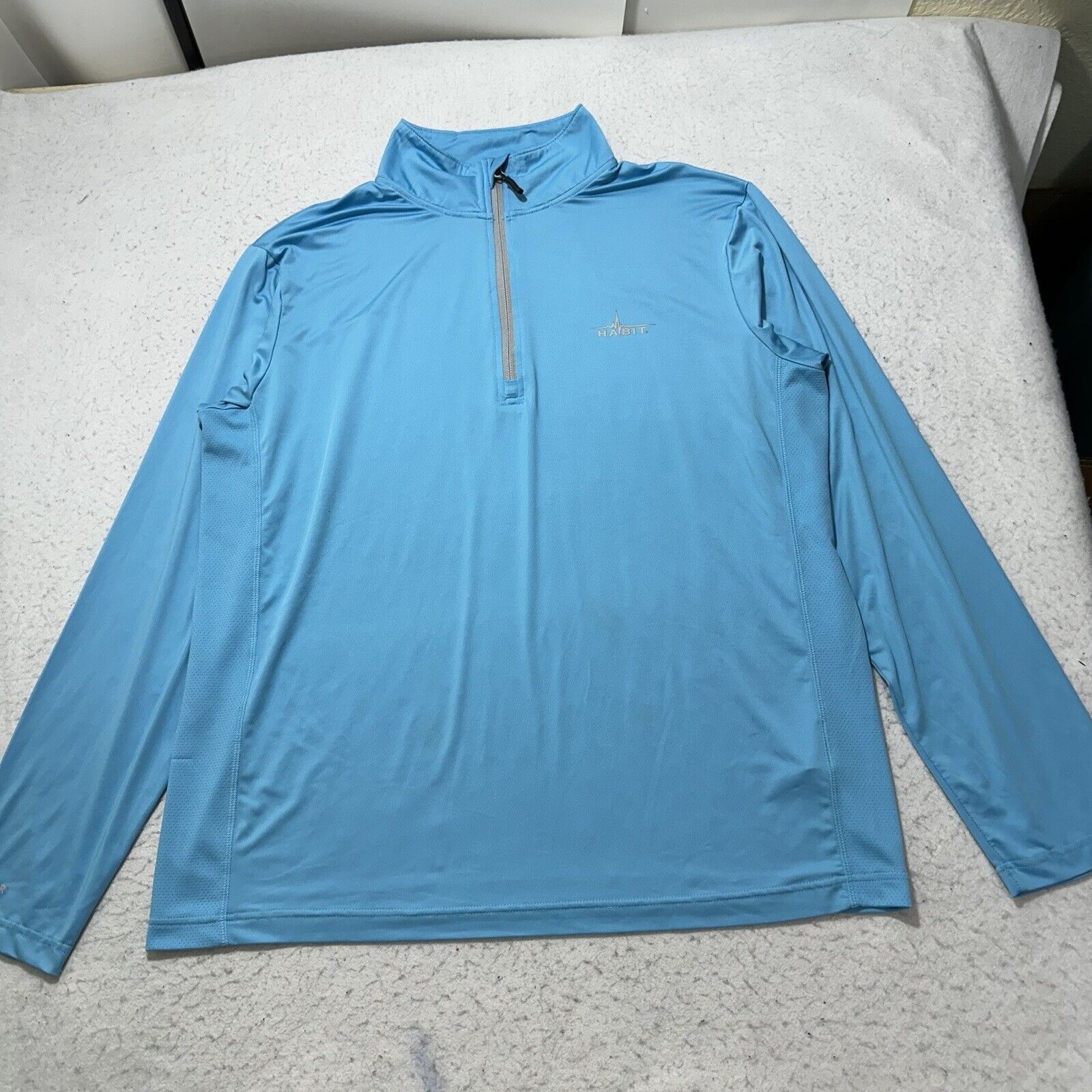 Other Habit XL Light Blue 1/4 Zip Long Sleeve Sweatshirt Pullover Size US XL / EU 56 / 4 - 1 Thumbnail