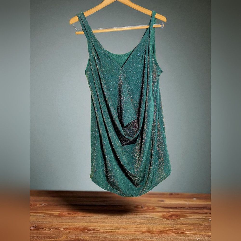 Other Unbranded 2XL Elegant Emerald Green Sparkle Draped Women's Size XXL / US 16-18 / IT 52-54 - 1 Thumbnail
