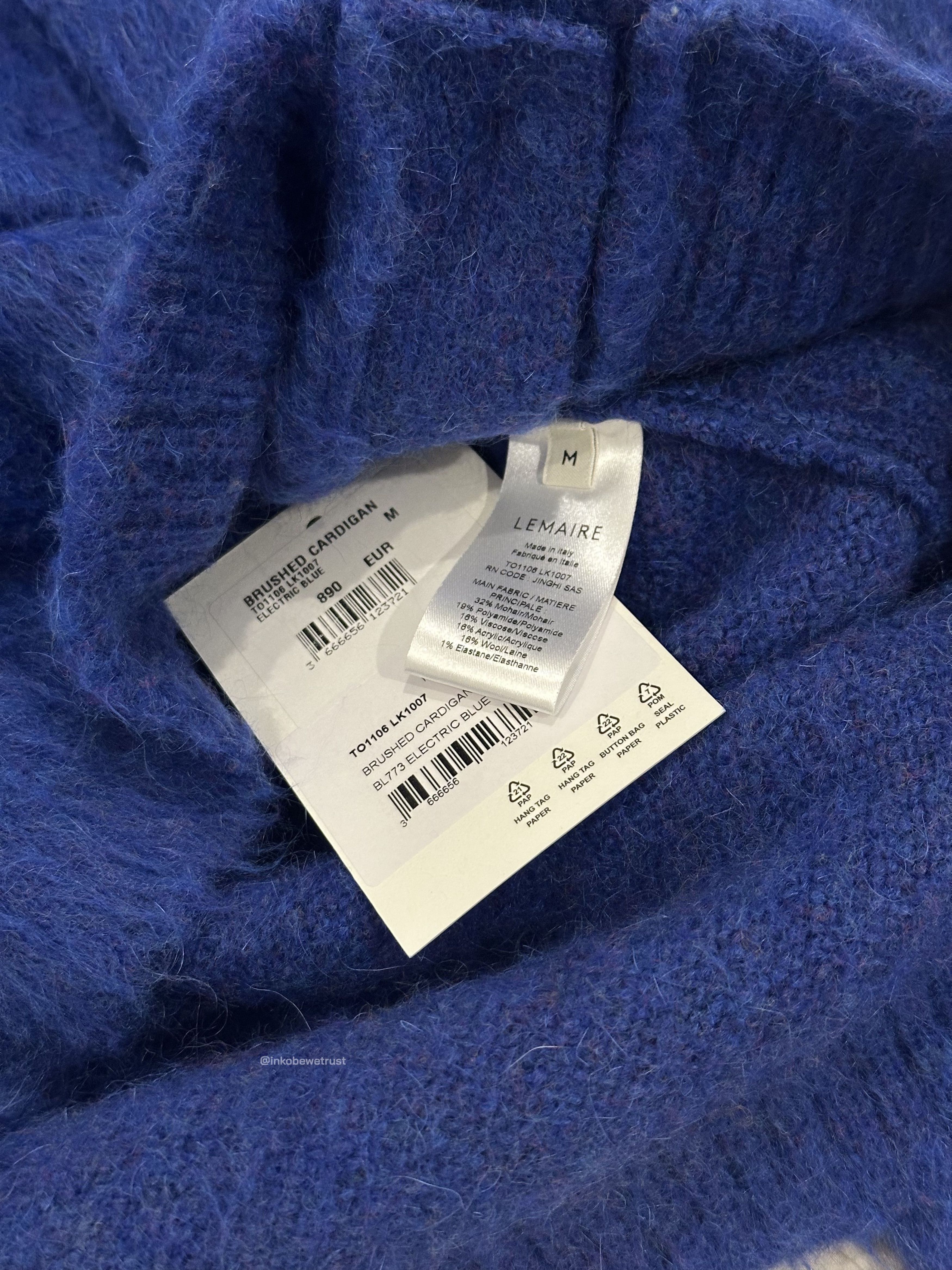 Lemaire Electric Blue Mohair Brushed Cardigan Size US M / EU 48-50 / 2 - 10 Thumbnail