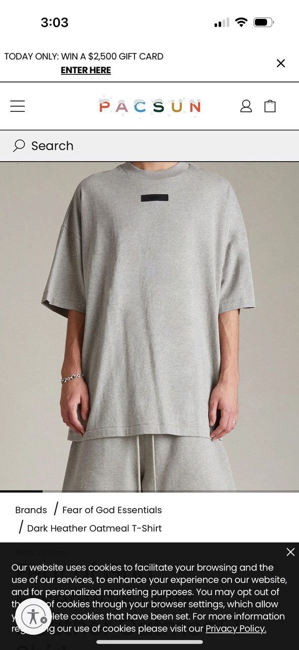Essentials × Fear of God Fear of God Essentials Dark Heather Oatmeal T-Shirt -Size XL Size US XL / EU 56 / 4 - 1 Thumbnail