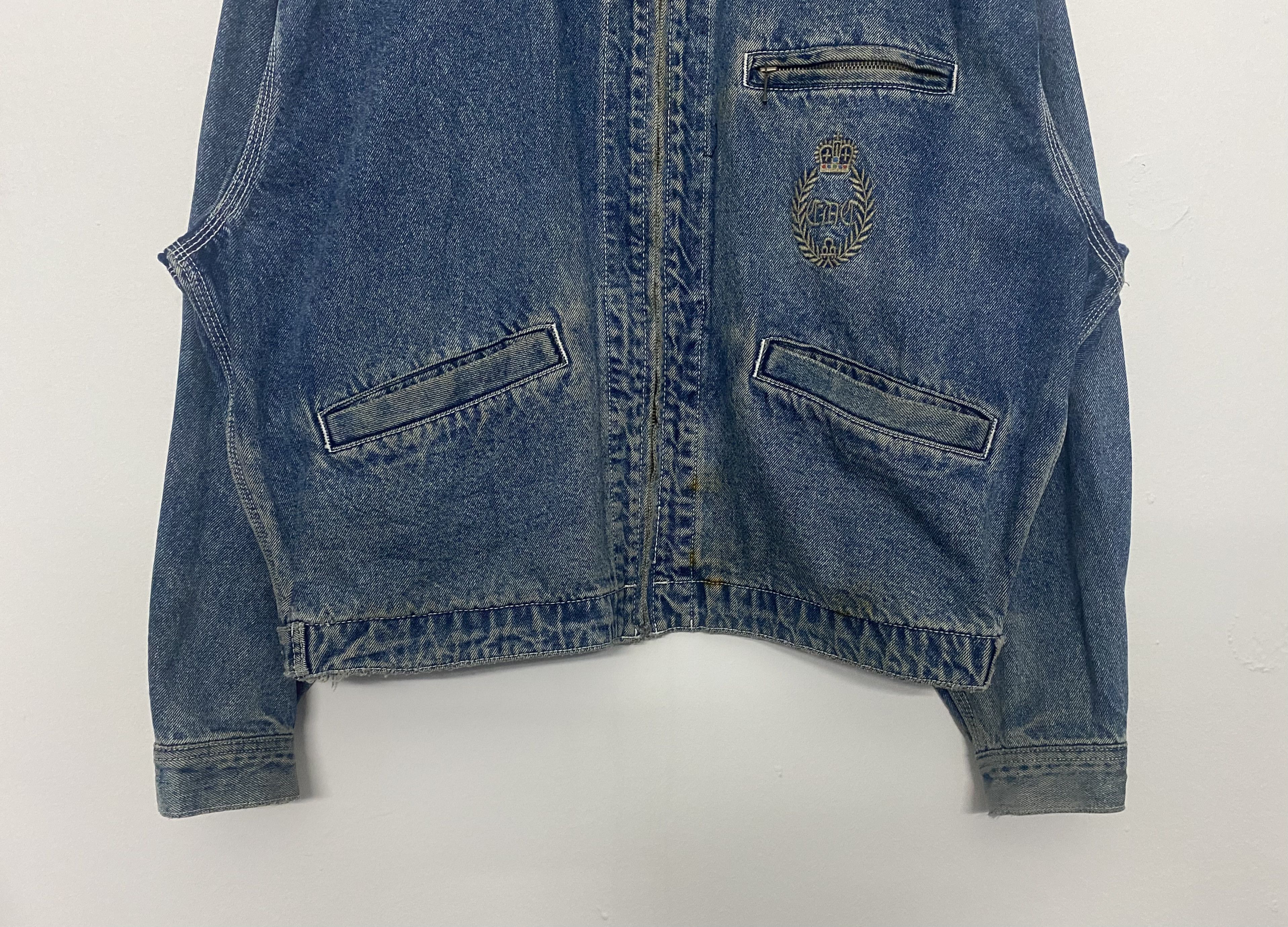 Edwin VINTAGE EDWIN Crown Embroidered Zip Denim Bomber Jacket (M) Size US M / EU 48-50 / 2 - 5 Thumbnail