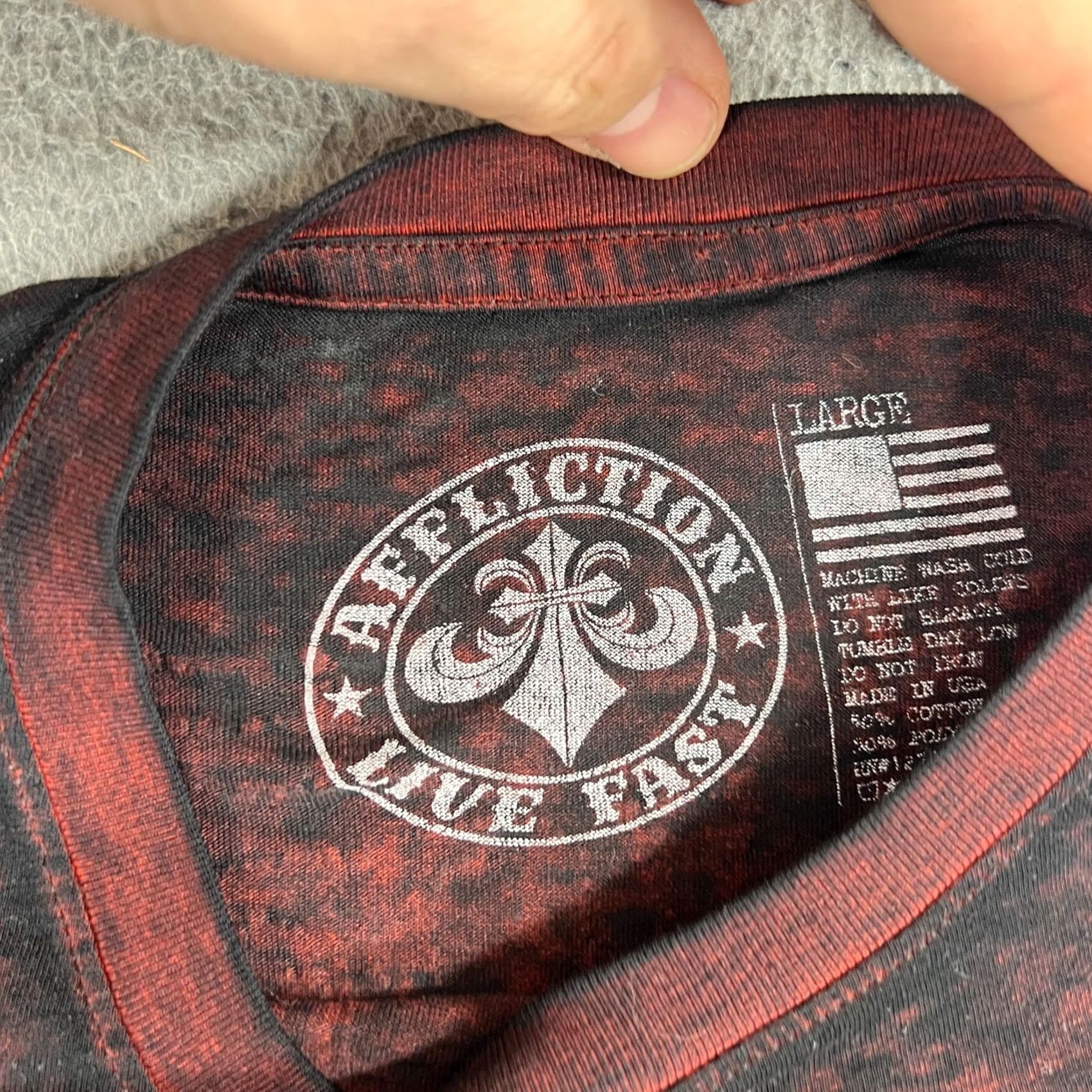 Affliction Affliction Shirt Mens Large Red Black Y2K Live Fast Tie Dye Tee Size US L / EU 52-54 / 3 - 3 Thumbnail