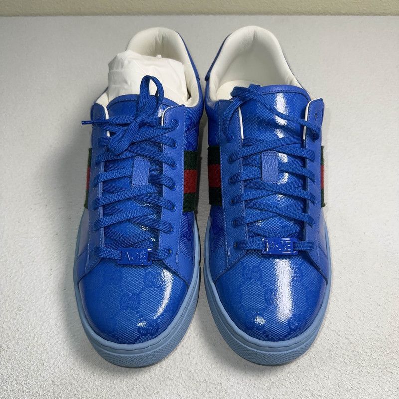Gucci Gucci Ace Leather Sneakers in Blue - Size US 9.5 / EU 42-43 - 2 Thumbnail