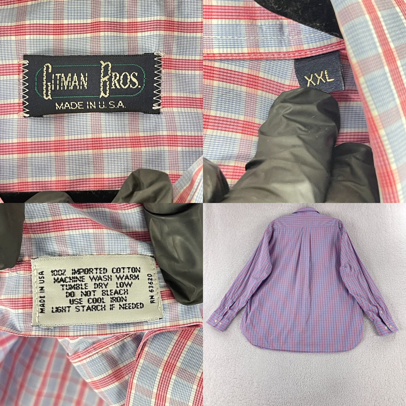 Vintage VINTAGE Gitman Bros. Button-Up Dress Shirt Mens XXL Blue Plaid Long Sleeve USA Size 48R - 8 Thumbnail