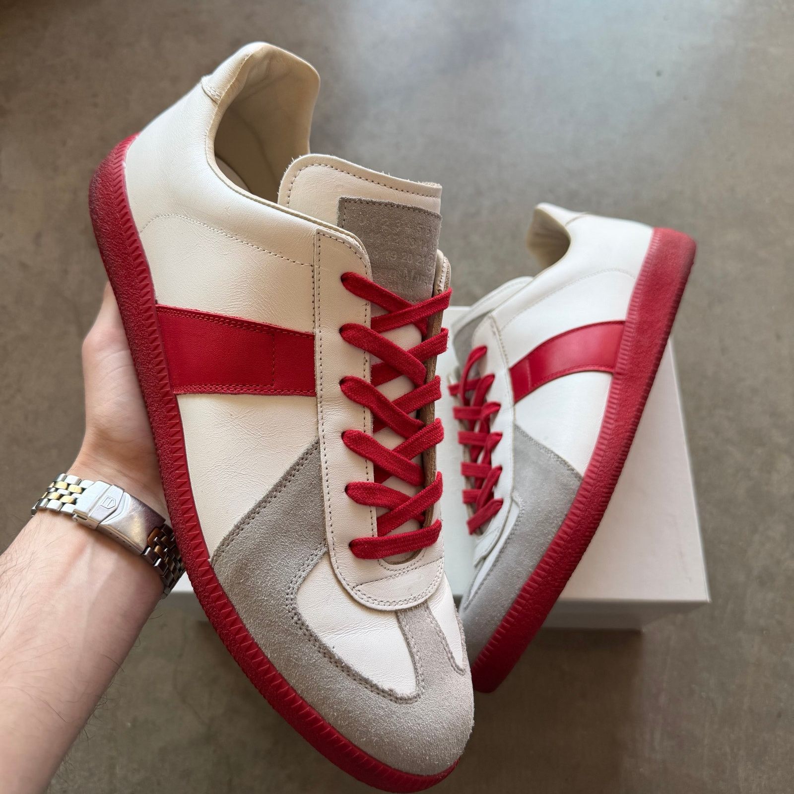 Maison Margiela Maison Margiela Gat Red White Leather Size US 13 / EU 46 - 1 Thumbnail