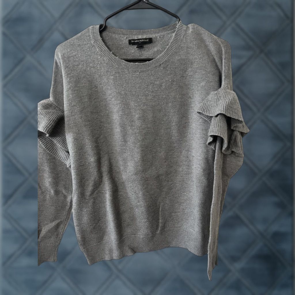 Banana Republic Banana Republic Sweater Women M Gray Cotton Long Sleeve Crew Neck Knit Pullover Casual Formal Size M / US 6-8 / IT 42-44 - 1 Thumbnail