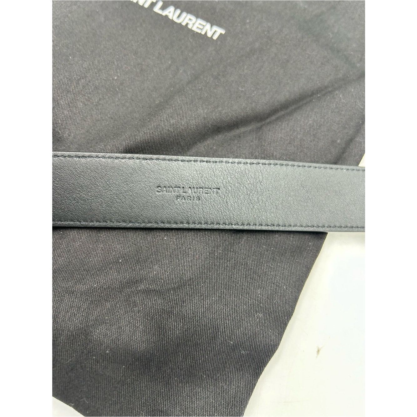 Saint Laurent Black Suede Belt Gold YSL Logo 80/32 inches display picture 1