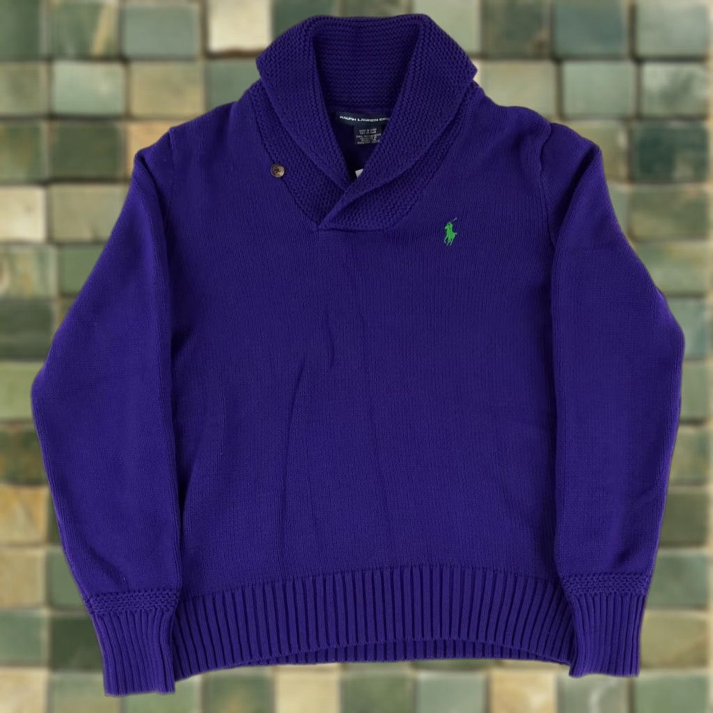 Polo Ralph Lauren Ralph Lauren Sport Pullover Shawl Collar Cotton Sweater Purple Womens XL NWT Size XL / US 12-14 / IT 48-50 - 1 Thumbnail