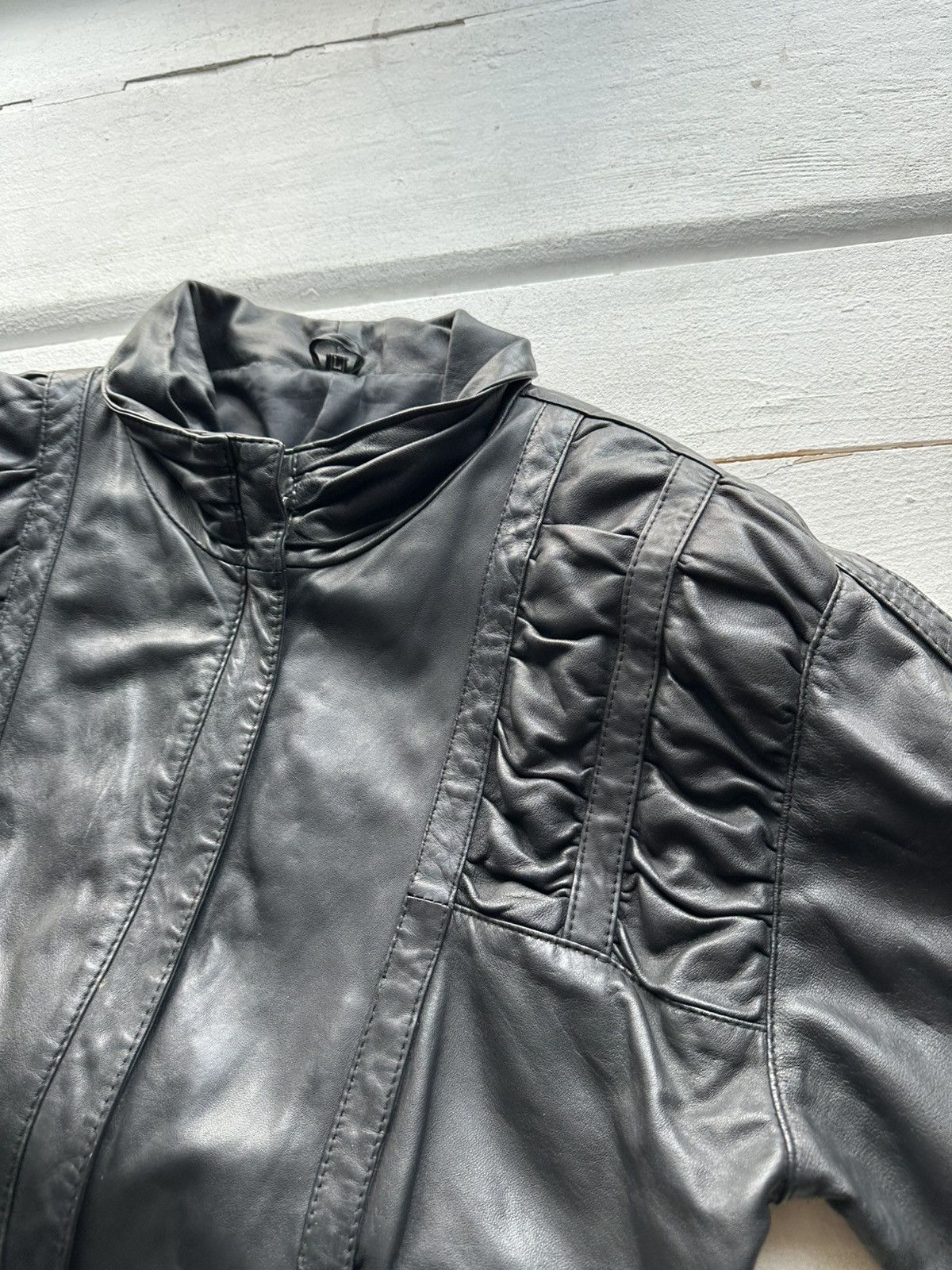 Other 🚨VNTG LEATHER JACKET AVANT GARDE ASYMMETRICAL BLACK MOTO Size US L / EU 52-54 / 3 - 7 Thumbnail