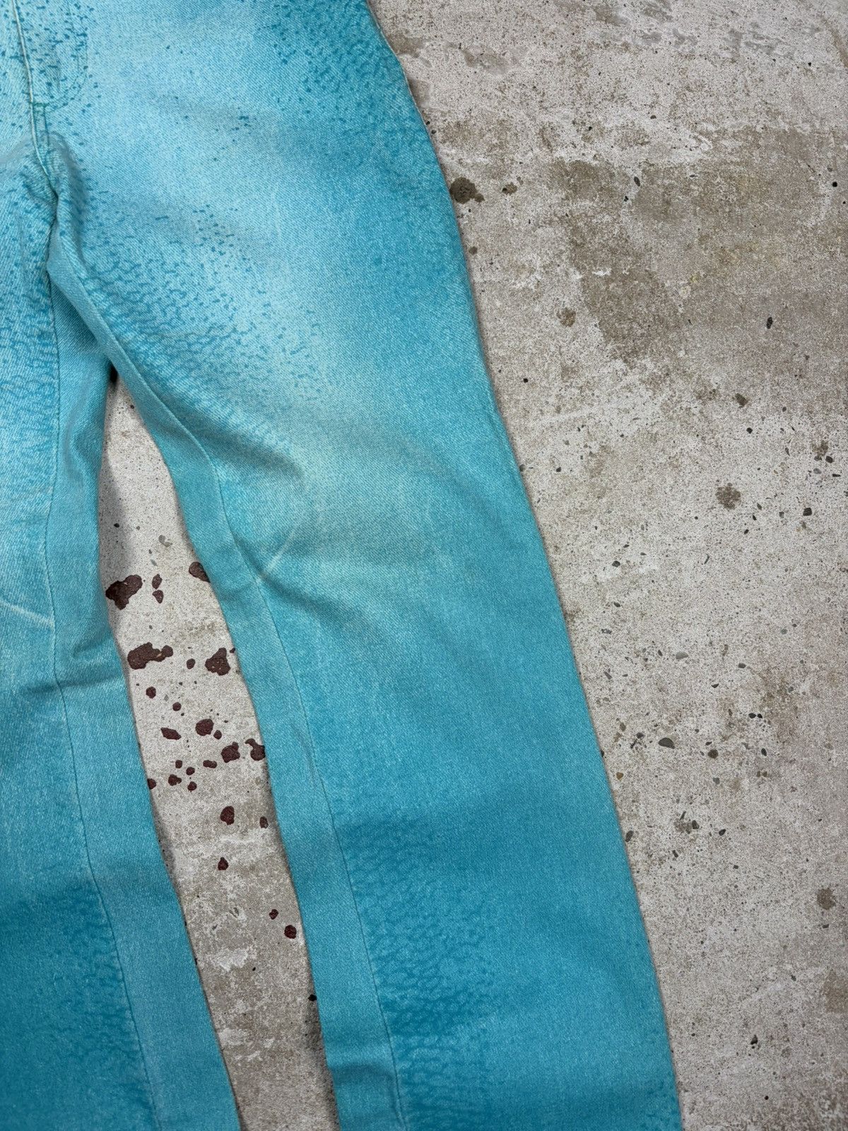 Roberto Cavalli Vintage 90s Roberto Cavalli Jeans Blue Fish Scale Denim Pant Size 28" / US 6 / IT 42 - 6 Thumbnail