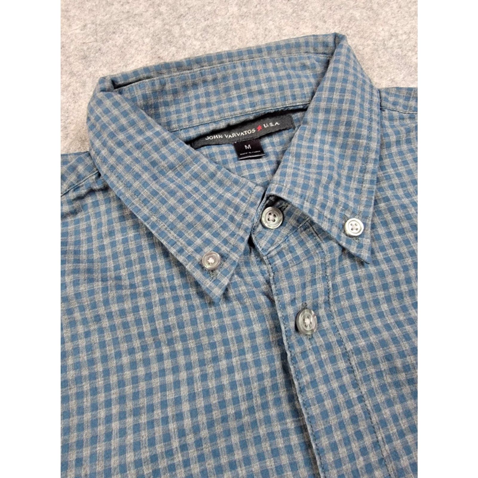 John Varvatos John Varvatos Shirt Mens Medium Blue Gray Check Button Up Casual Classic Preppy Size US M / EU 48-50 / 2 - 3 Thumbnail