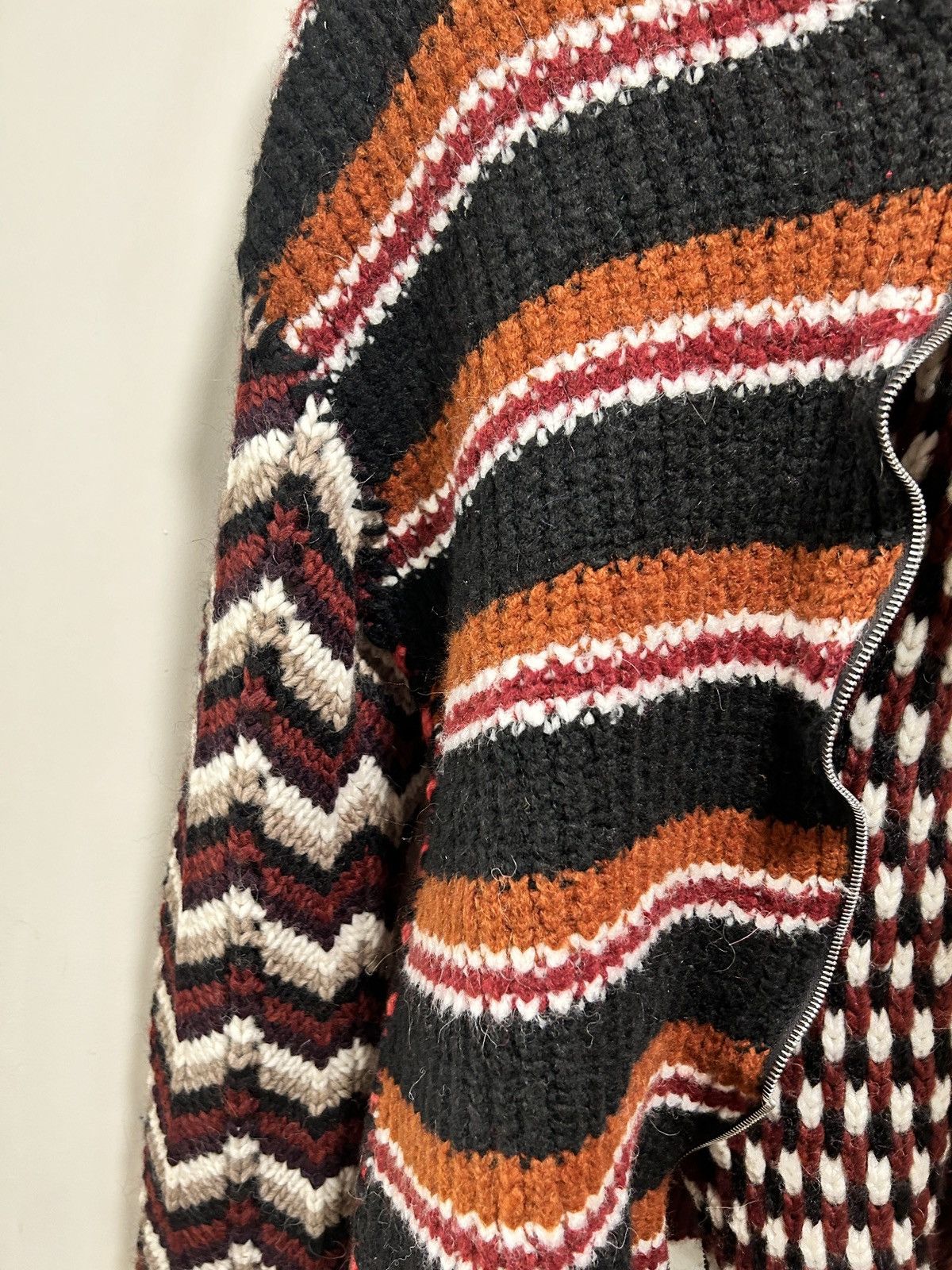 Marni Marni wine cardigan patchwork blocks wavy zipped hooded Size US M / EU 48-50 / 2 - 5 Thumbnail
