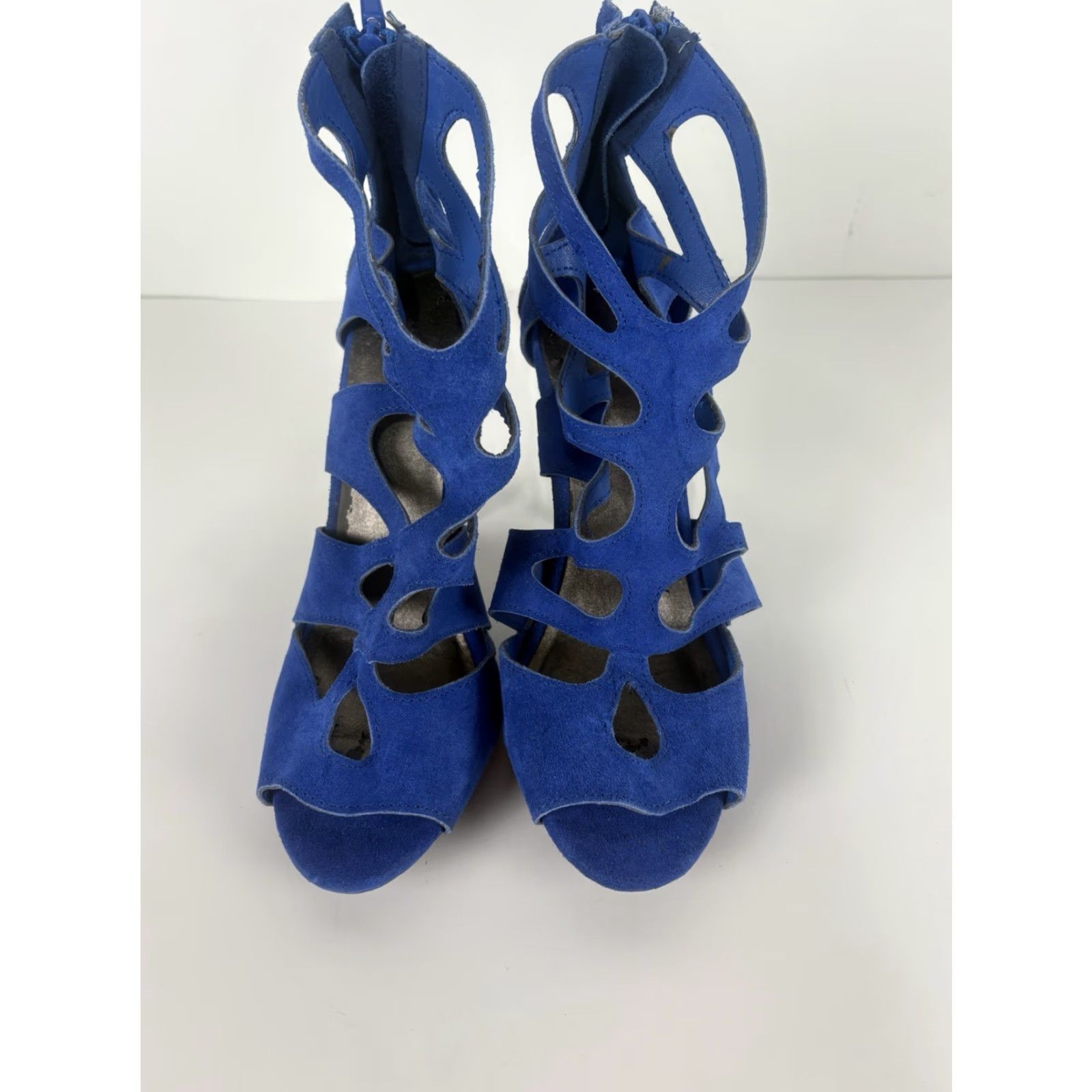 Vintage Mark Blue Suede Gladiator Peep Toe 4in Heels Womens Size 9 Size US 9 / IT 39 - 2 Thumbnail
