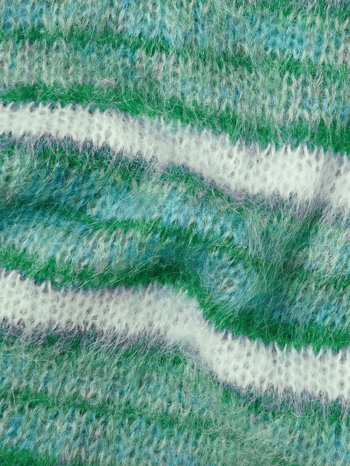 Marni Marni Fuzzy Mohair Knit Striped Sweater Green and Blue Size US M / EU 48-50 / 2 - 9 Thumbnail