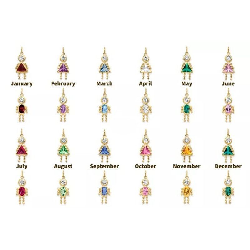 Vintage 14K Yellow Gold Boy Girl Birth Stone Charm Pendant Vintage Size ONE SIZE - 12 Thumbnail