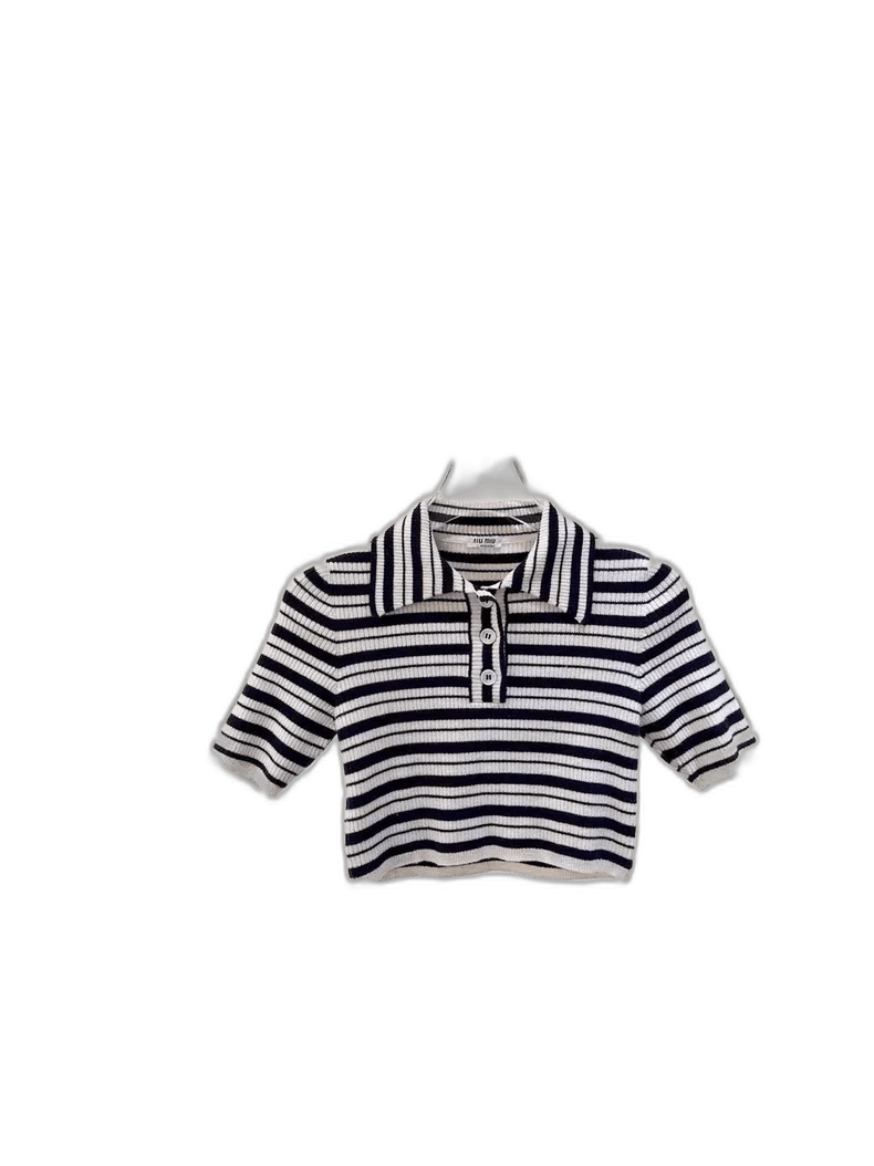 Miu Miu Miumiu Striped Knit Short Sleeve Top Size S / US 4 / IT 40 - 1 Thumbnail
