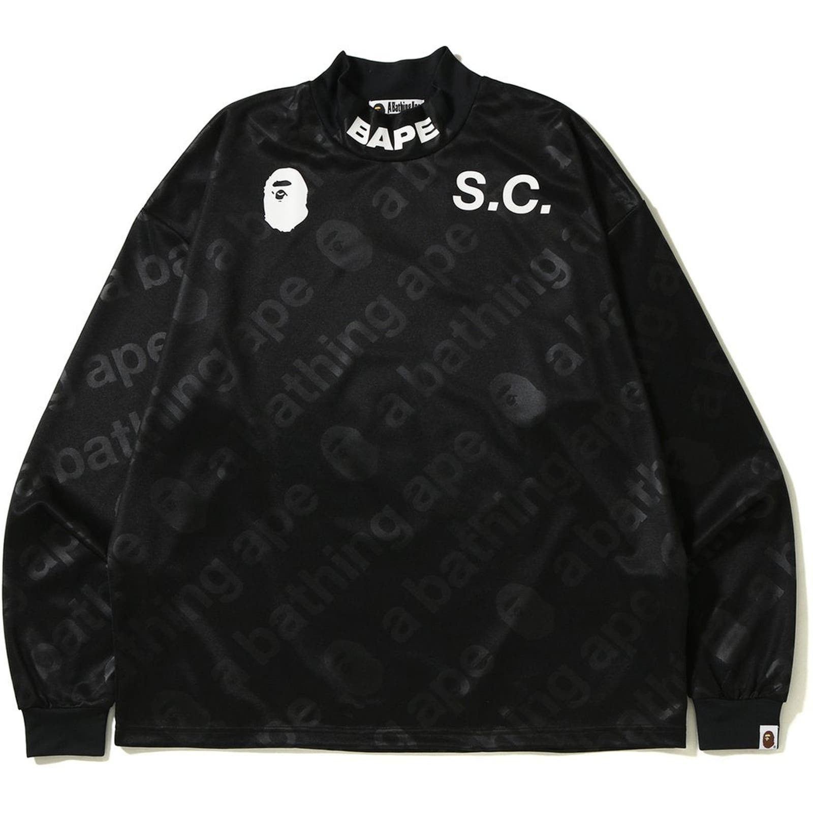 image of Bape Football Solider Jersey Long Sleeve Tee Shirt Black, Men's (Size Small)