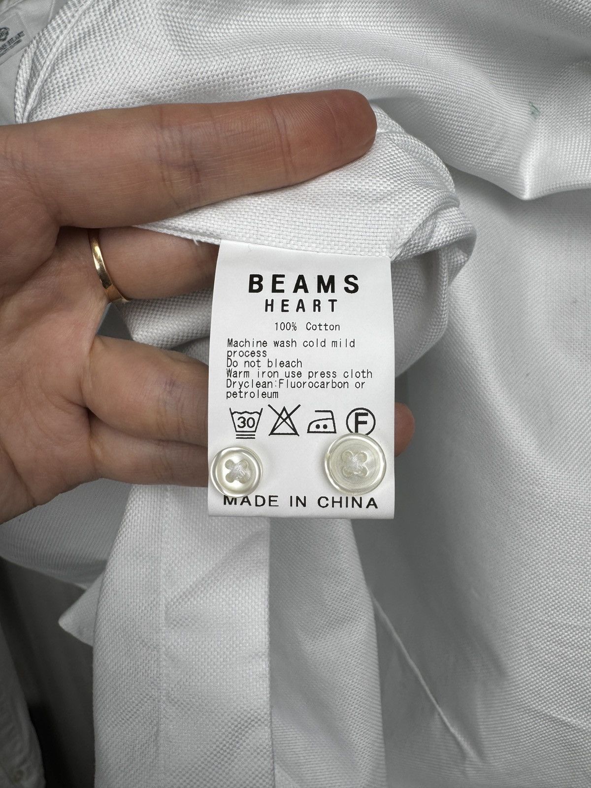 Beams Japan Beams Heart White Oxford Cutaway Collar Shirt size 15 38 Size US S / EU 44-46 / 1 - 13 Thumbnail