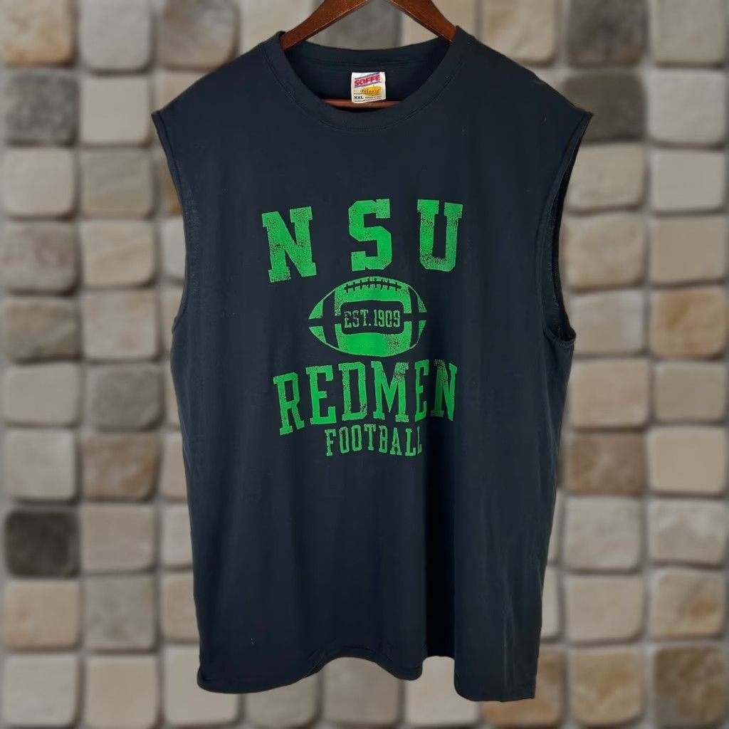 Soffe VTG NSU Northeastern State Redmen Soffe Muscle Tee Mens XXL Black Football Shirt Size US XXL / EU 58 / 5 - 1 Thumbnail