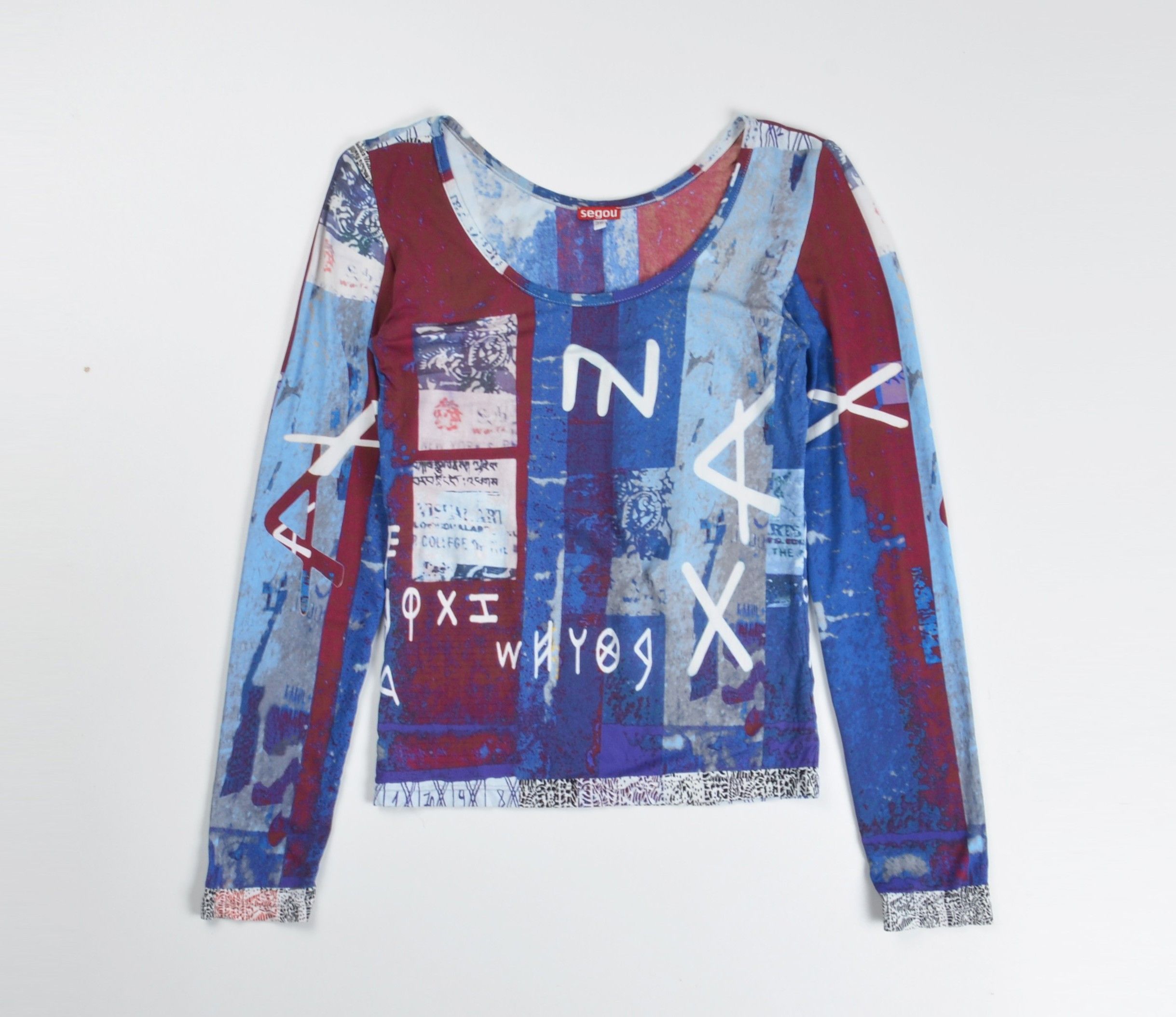 Vintage Vintage Segou Y2K Mesh Abstract Graphic Print Stretch Top Size S / US 4 / IT 40 - 3 Thumbnail