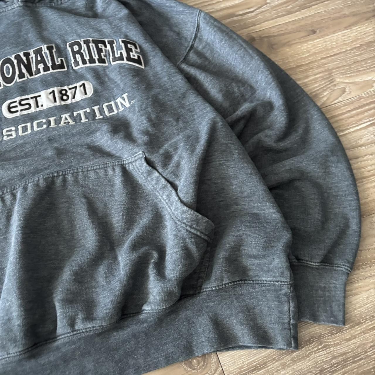 Japanese Brand Crazy Vintage Y2K/2000s National Rifle Skater Grey Pullover Hoodie! Fits XL Size US XL / EU 56 / 4 - 4 Thumbnail