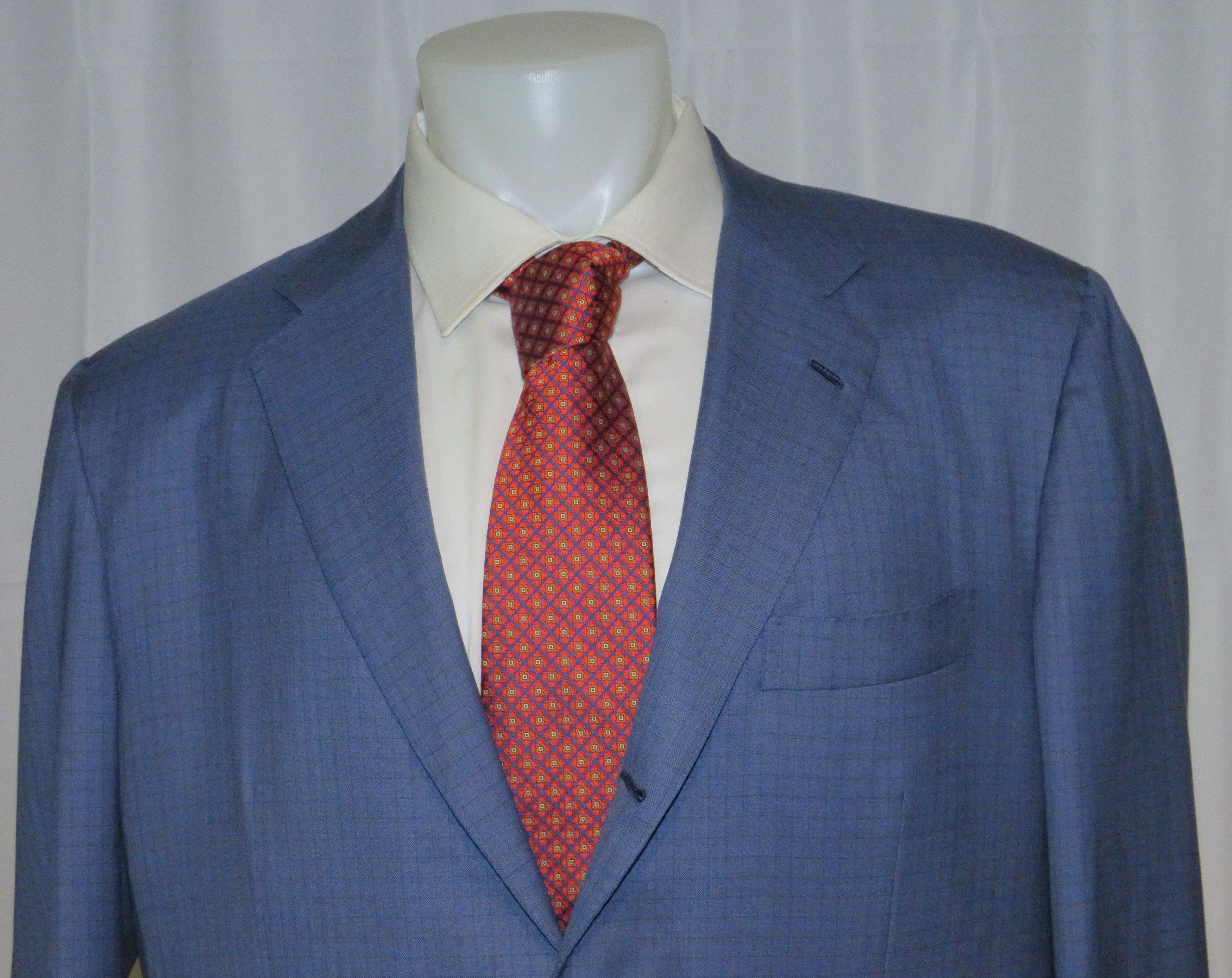 Kiton 14 Micron Mod Ego Blue Plaid Three Roll Two Suit 48R Size 48R - 4 Thumbnail