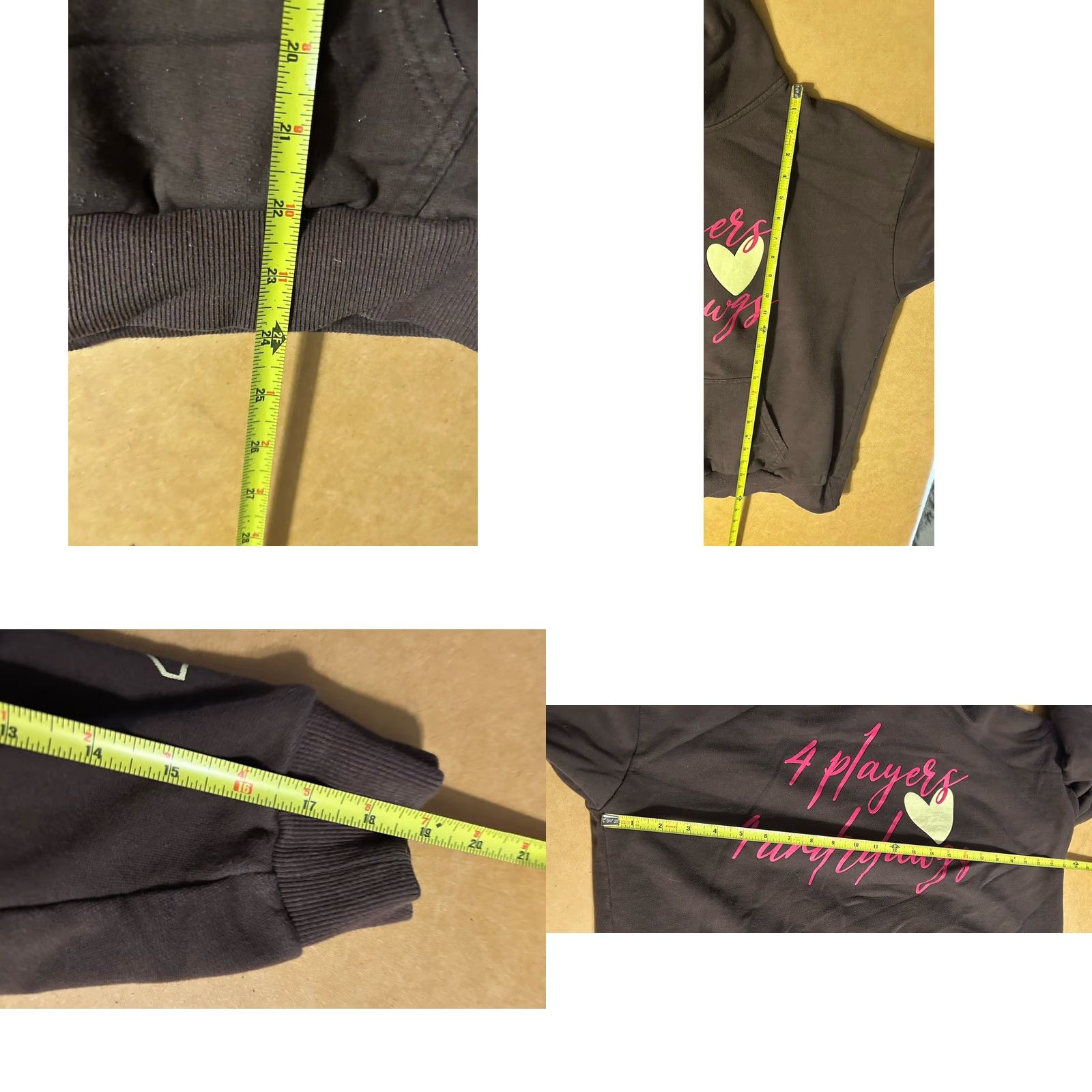 J Brand 44 Brand 4 Players 4 Underdogs Hoodie Women L Brown Embroidered Chest Modern Pullover Hooded Knit Long Sleeve Casual Winter Vintage No Size L / US 10 / IT 46 - 9 Thumbnail