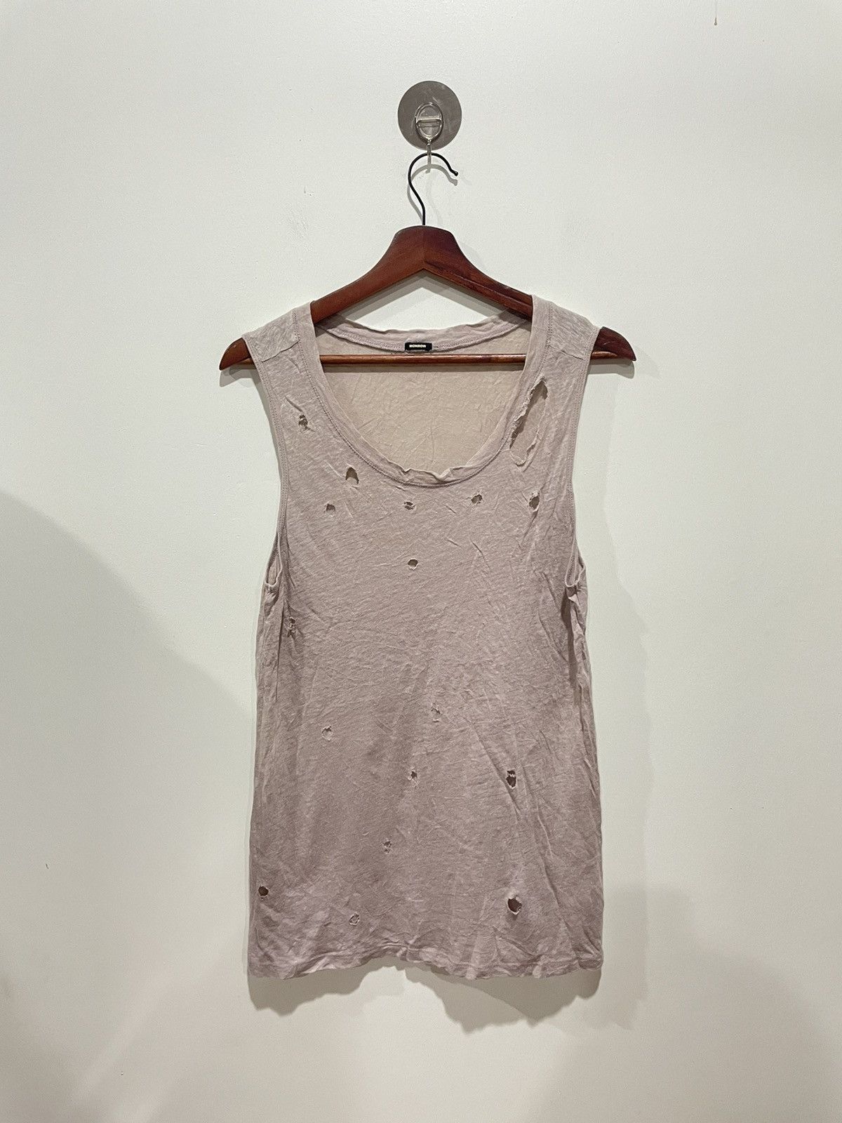 image of Monrow Distress Tank Top in Grey, Women's (Size Small)
